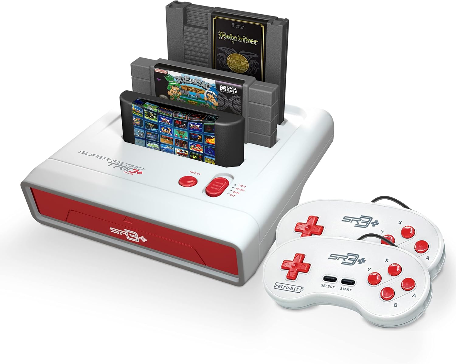 Retro-Bit Super Retro Trio HD Plus 720P 3-in-1 Console System - Red/White