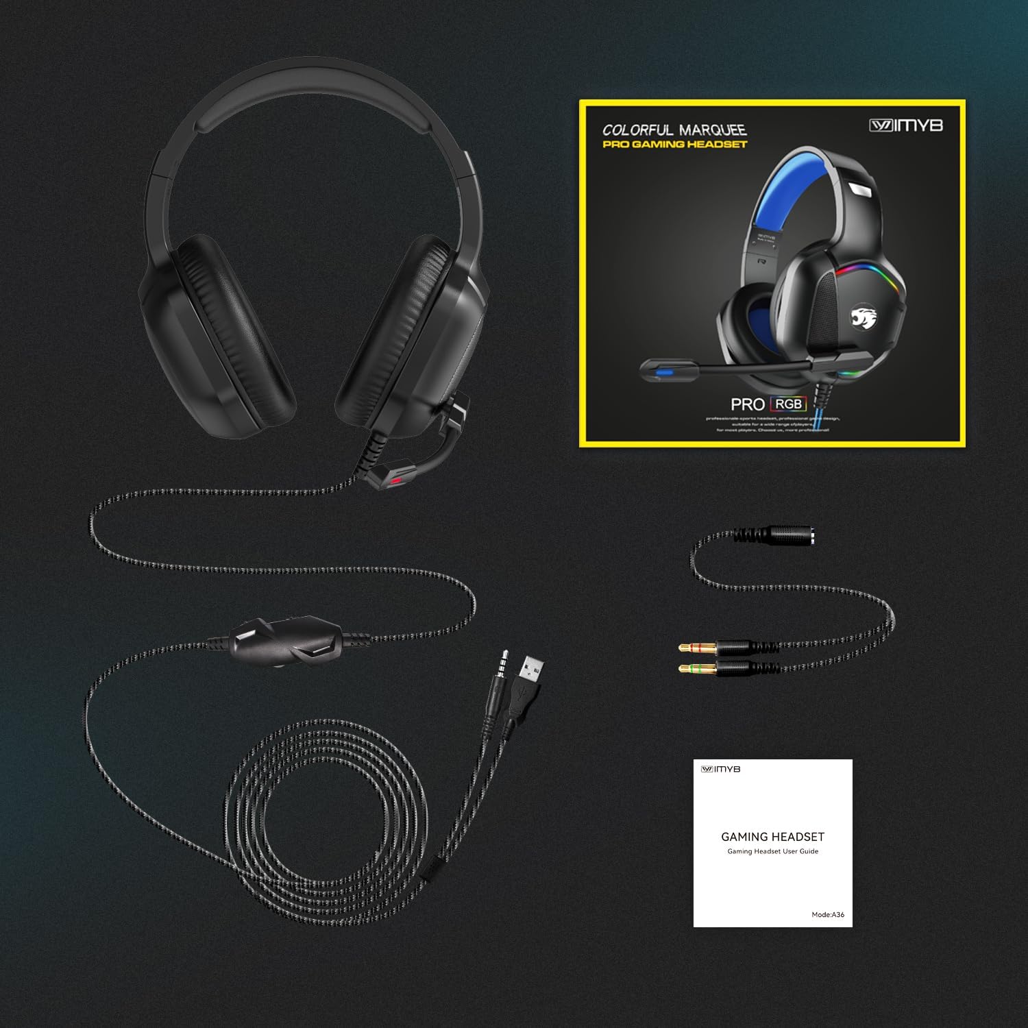 IMYB A36 Gaming Headset with Mic Stereo Headphones for Pc, PS5, Xbox - Image 7