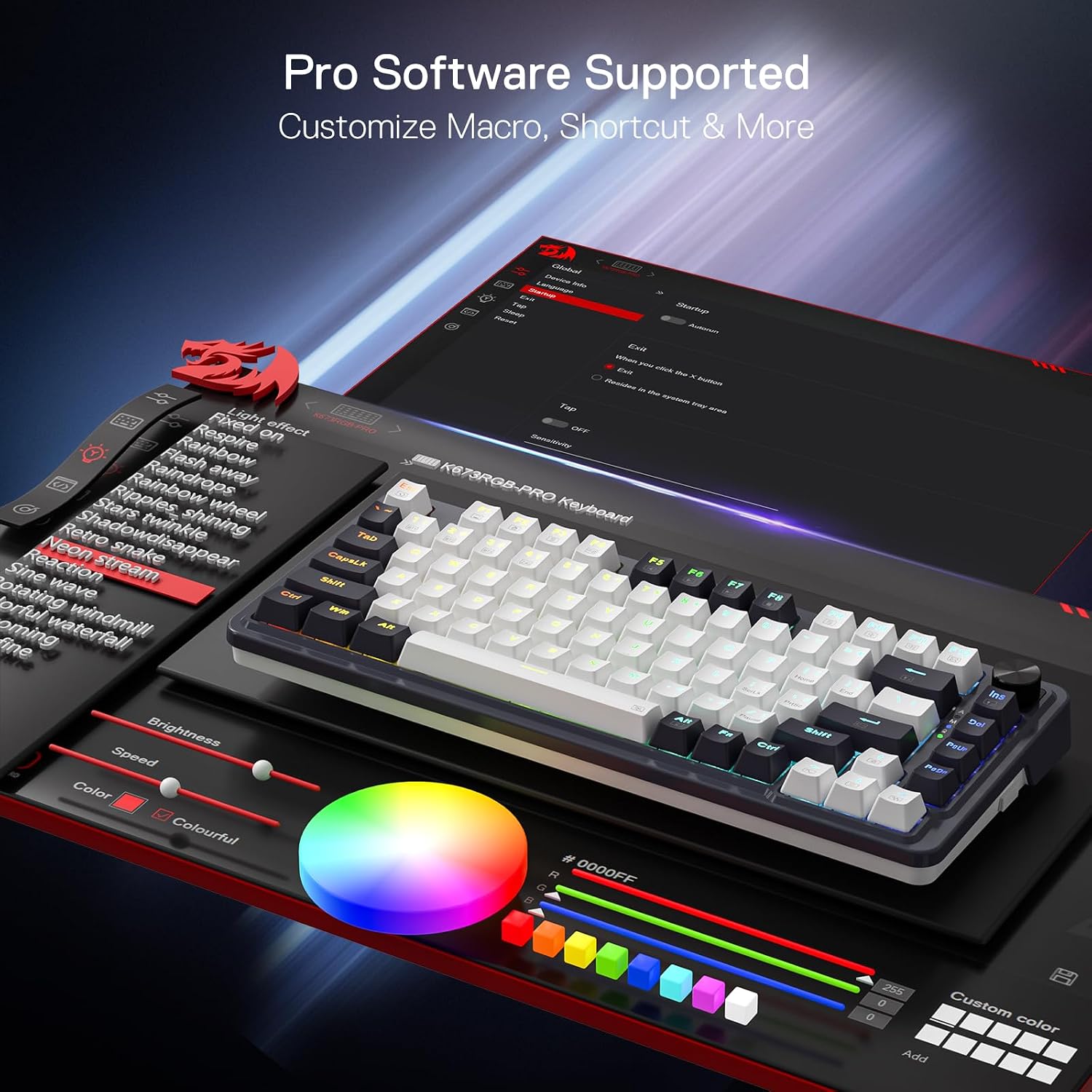 Redragon K673 PRO Wireless 81-Key RGB Gasket Gaming Keyboard, Scroll Knob - Image 9