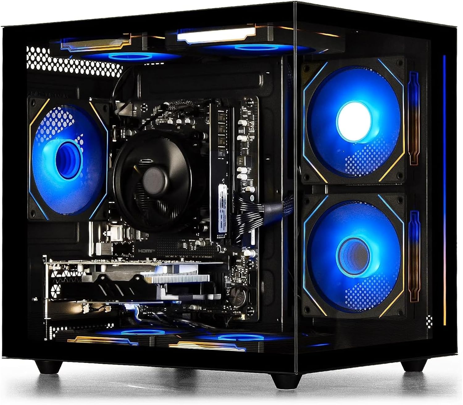 suevery Prebuilt Desktop Computer Gaming PC Black