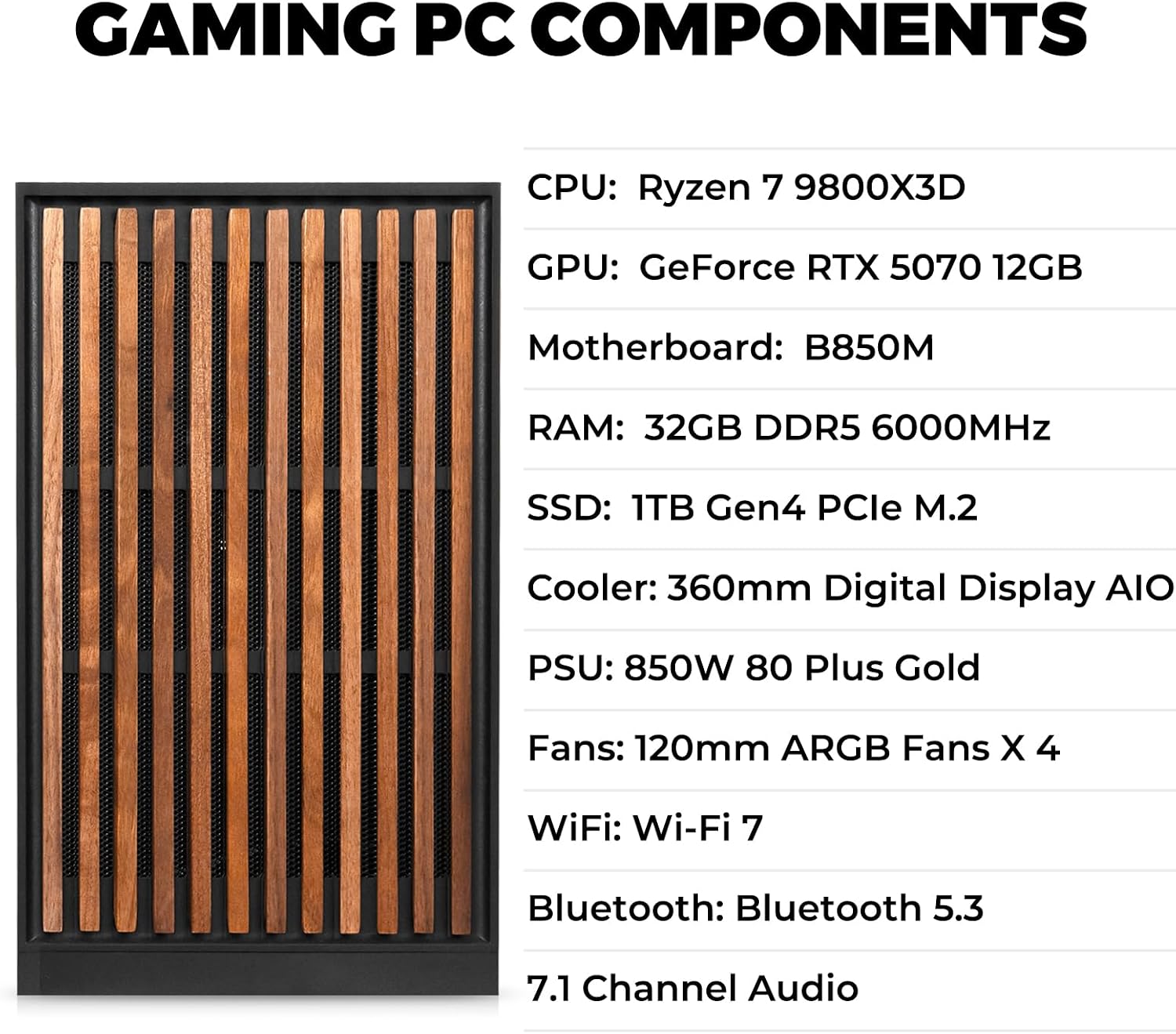KOTIN Gaming PC Desktop, Ryzen 7 9800X3D, RTX 5070 12GB, 32GB DDR5, 1TB SSD - Image 7