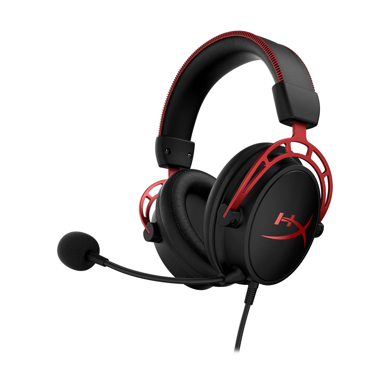 HyperX Cloud Alpha - Gaming Headset, Dual Chamber Drivers, Legendary Comfort, Aluminum Frame, Detachable Microphone, Works on PC, PS4, PS5, Xbox One, Xbox Series X|S, Nintendo Switch and Mobile – Red