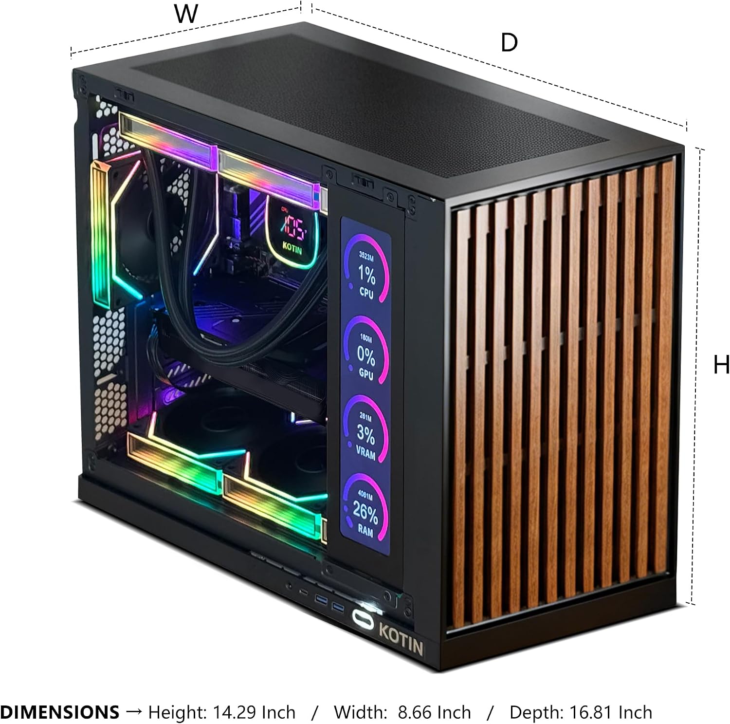 KOTIN Prebuilt Gaming PC RTX 5070 12GB, Ryzen 7 9700X, 32GB DDR5, 1TB SSD - Image 6