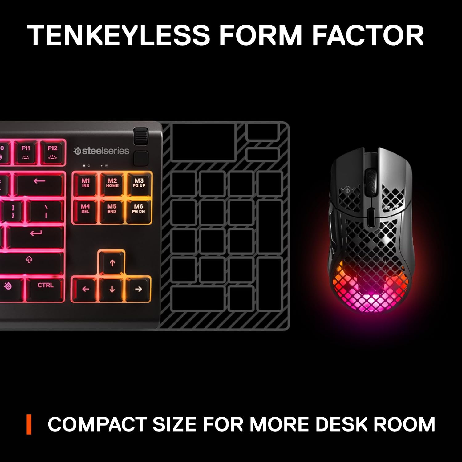 SteelSeries Apex 3 TKL RGB Gaming Keyboard – Tenkeyless Compact Form Factor - 8-Zone RGB Illumination – IP32 Water & Dust Resistant – Whisper Quiet Gaming Switch – Gaming Grade Anti-Ghosting,Black - Image 7