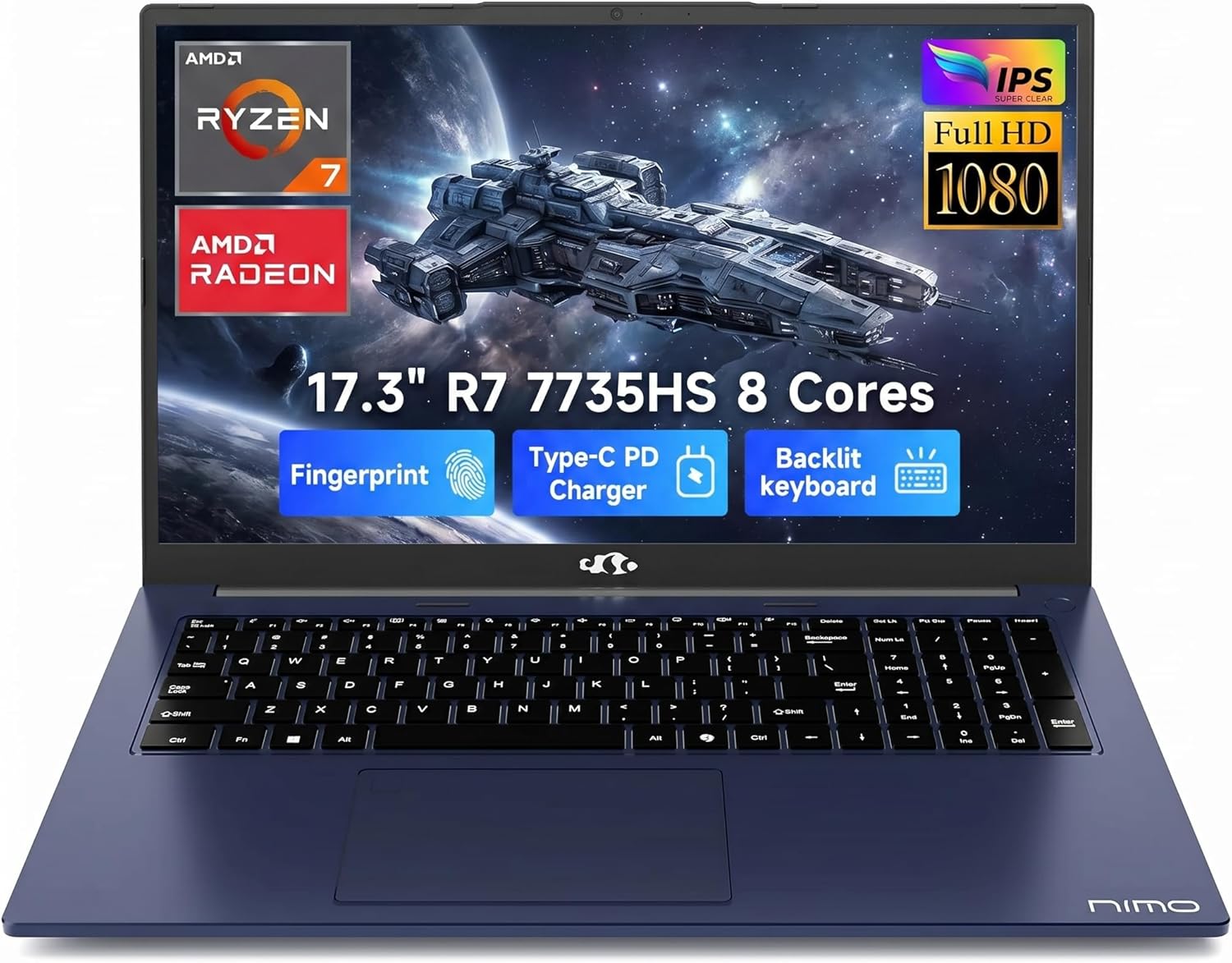 NIMO 17.3″ Light Gaming Laptop, AMD Ryzen 7 7735HS, 16GB DDR5 512GB RAM NIMO 17.3″ Light Gaming Laptop, AMD Ryzen 7 7735HS, 16GB DDR5 512GB RAM