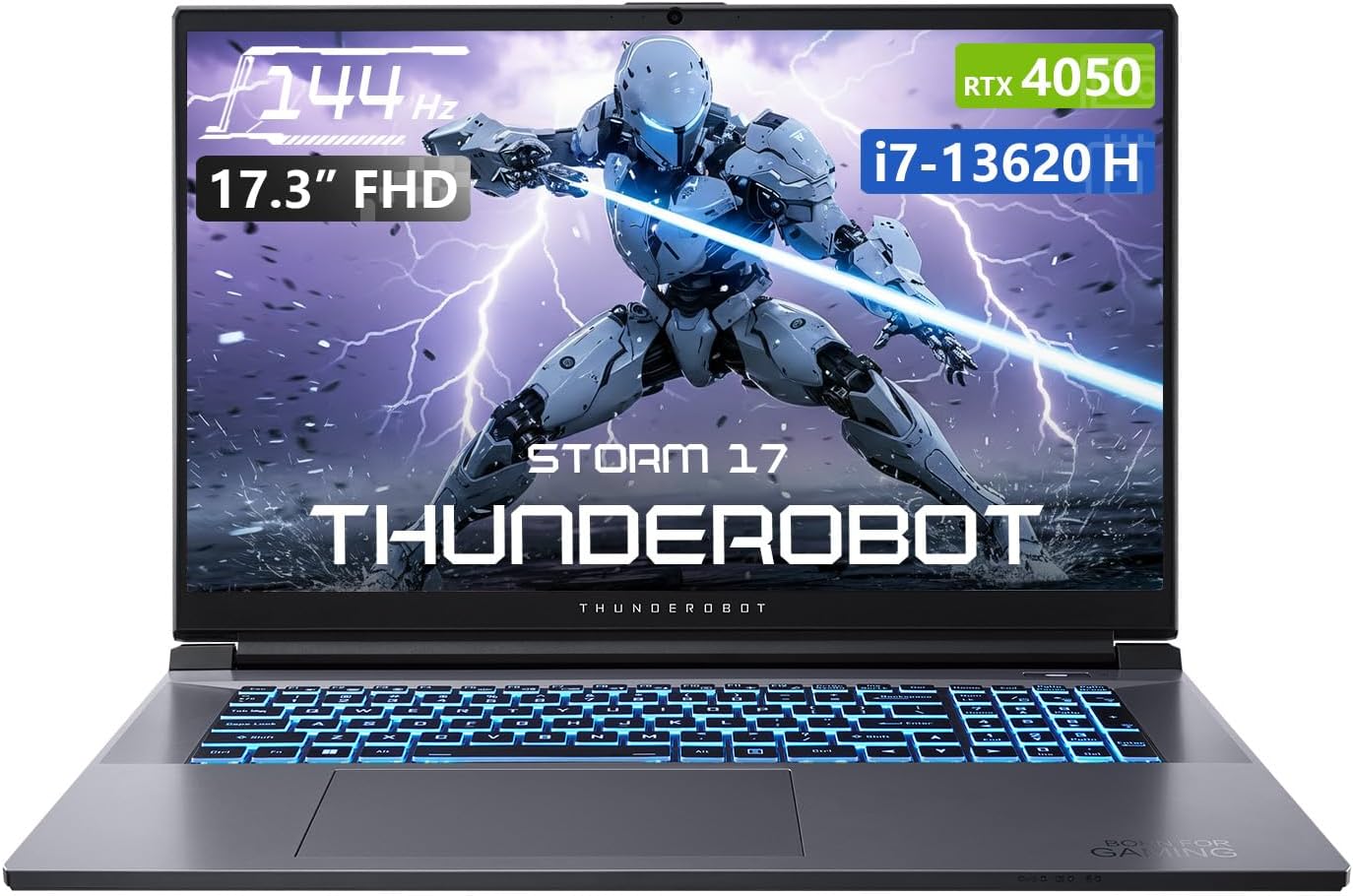 Thunderobot Storm 17 Gaming Laptop, 17.3" FHD 144Hz Display, Core i7-13620H, GeForce RTX 4050, 32GB DDR5 RAM, 1TB SSD, RGB Backlit Keyboard, HDMI, Wi-Fi, Win 11 Home