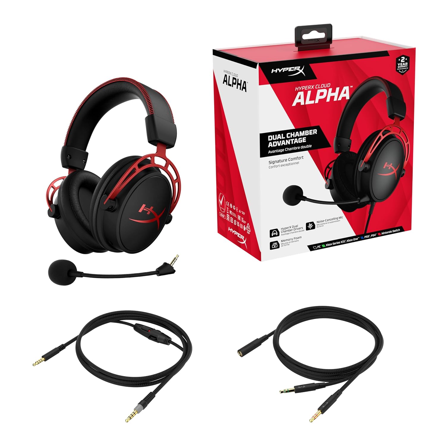 HyperX Cloud Alpha - Gaming Headset, Dual Chamber Drivers, Legendary Comfort, Aluminum Frame, Detachable Microphone, Works on PC, PS4, PS5, Xbox One, Xbox Series X|S, Nintendo Switch and Mobile – Red - Image 7