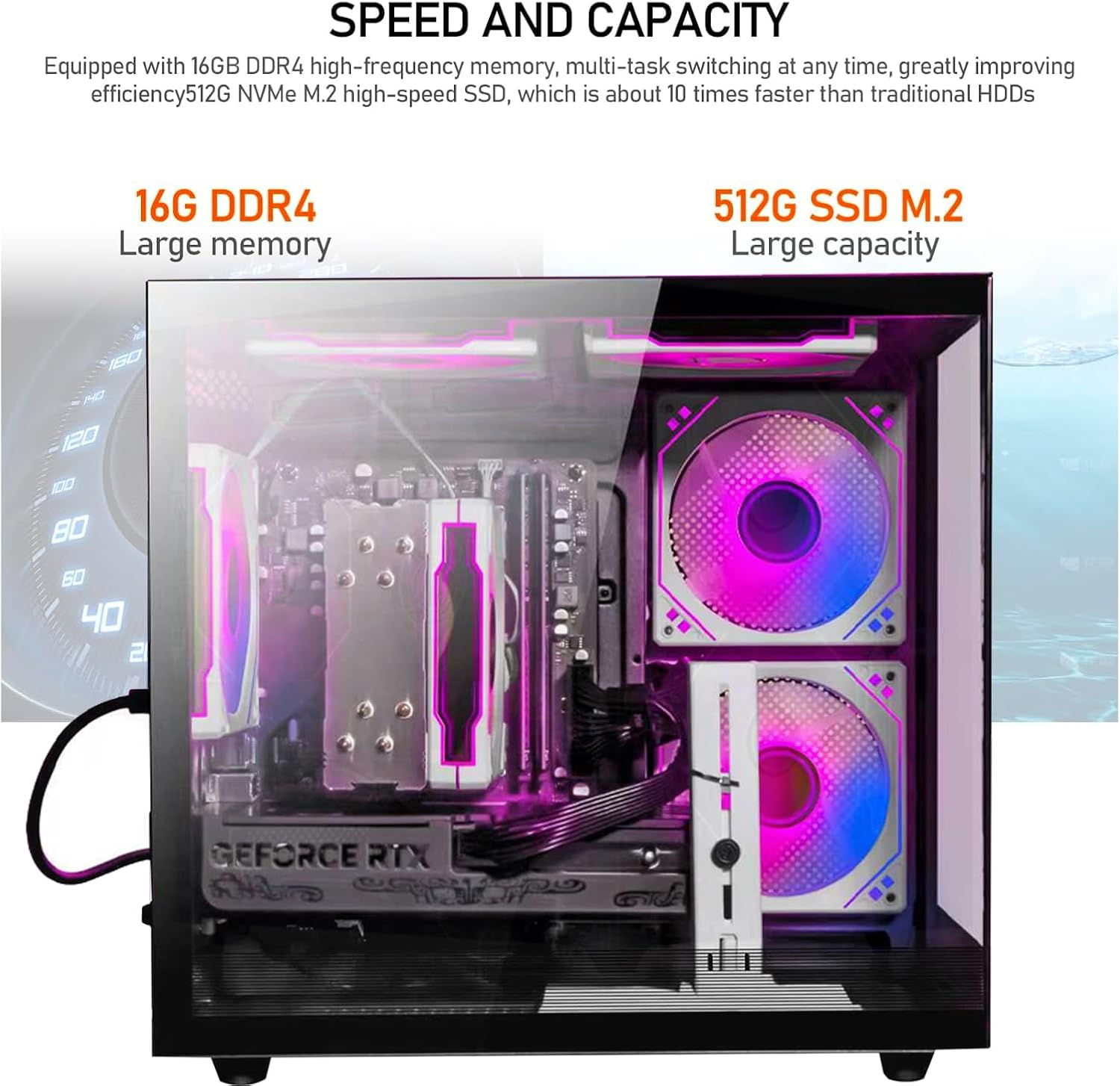 suevery Prebuilt Desktop Computer Gaming PC Black - Image 3