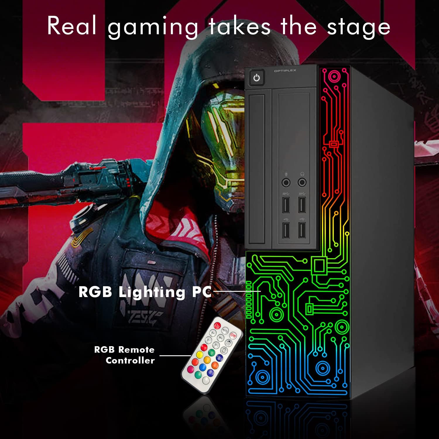 Dell Gaming OptiPlex Desktop RGB Computer PC, Intel Core i7, GeForce GT 1030 2GB GDDR5, 16GB RAM, 512GB SSD, 24 Inch HDMI Monitor, Keyboard Mouse and Headset, WiFi, Windows 11 Pro (Renewed) - Image 4
