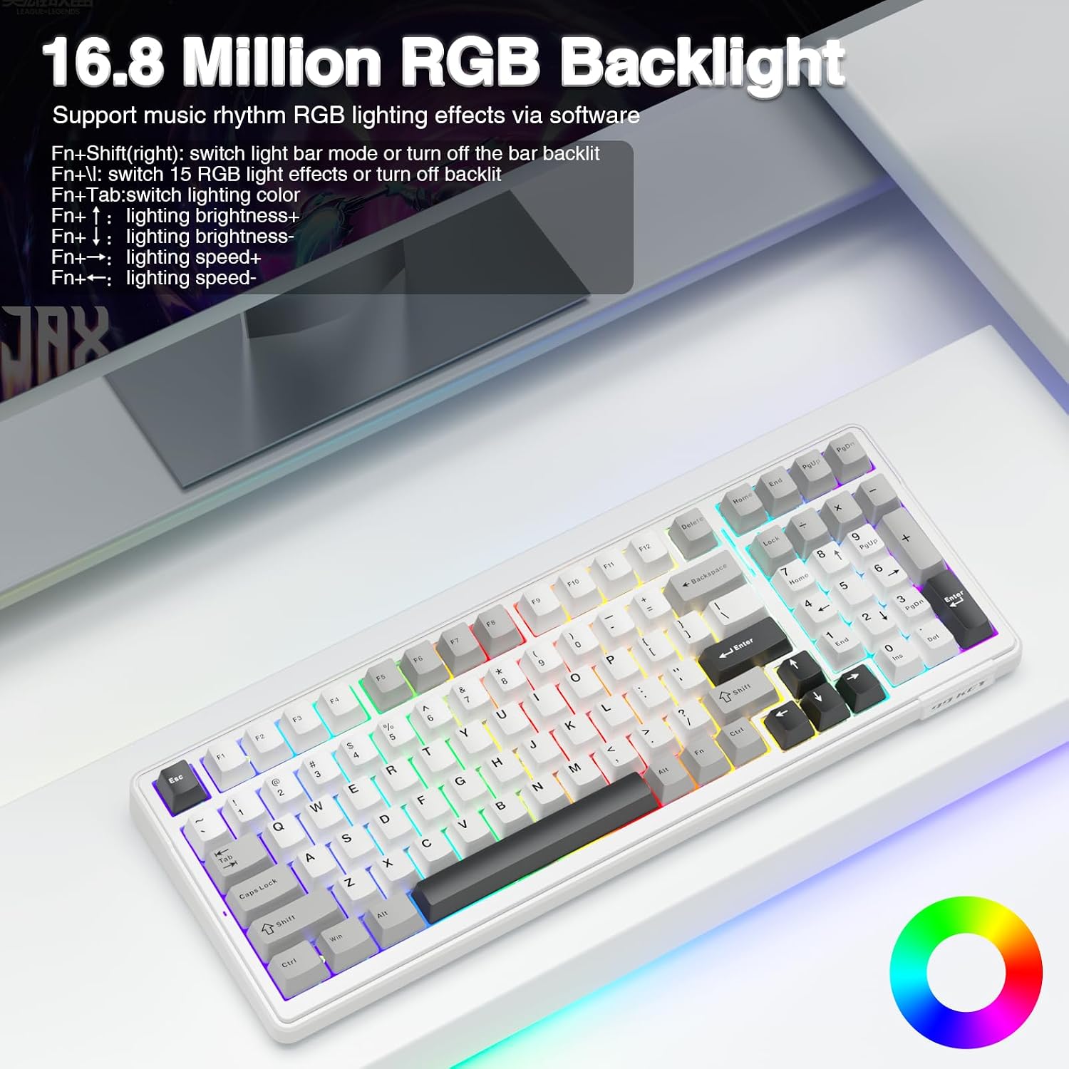 AULA F99 Wireless Mechanical Keyboard,Tri-Mode BT5.0/2.4GHz/USB-C Hot Swappable Custom Keyboard,Pre-lubed Linear Switches,RGB Backlit Computer Gaming Keyboards for PC/Tablet/PS/Xbox - Image 7