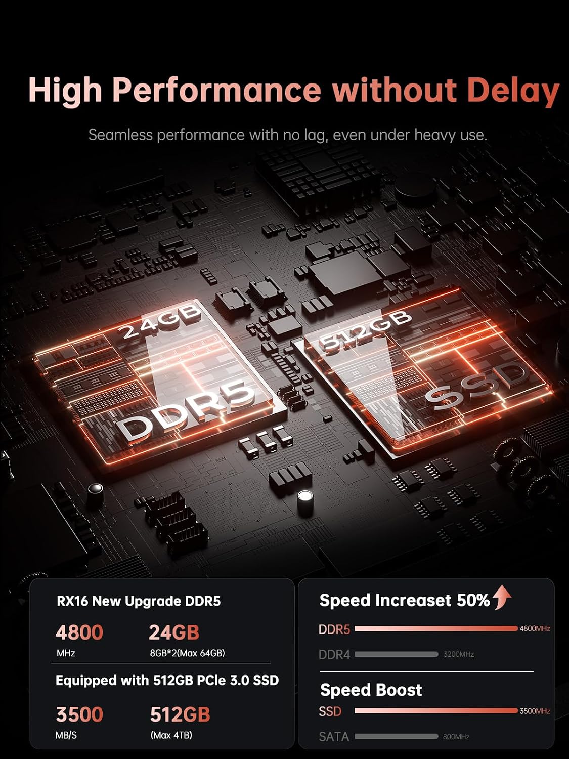 KAIGERR 2026 Gaming Laptop, 24GB DDR5 512GB NVMe SSD Laptop Computer with AMD Ryzen 7 H255(8C/16T, Up to 4.9GHz), 16.0 inch Windows 11 Laptop, Radeon RX Vega 8 Graphics,WiFi 6, Backlit KB - Image 3