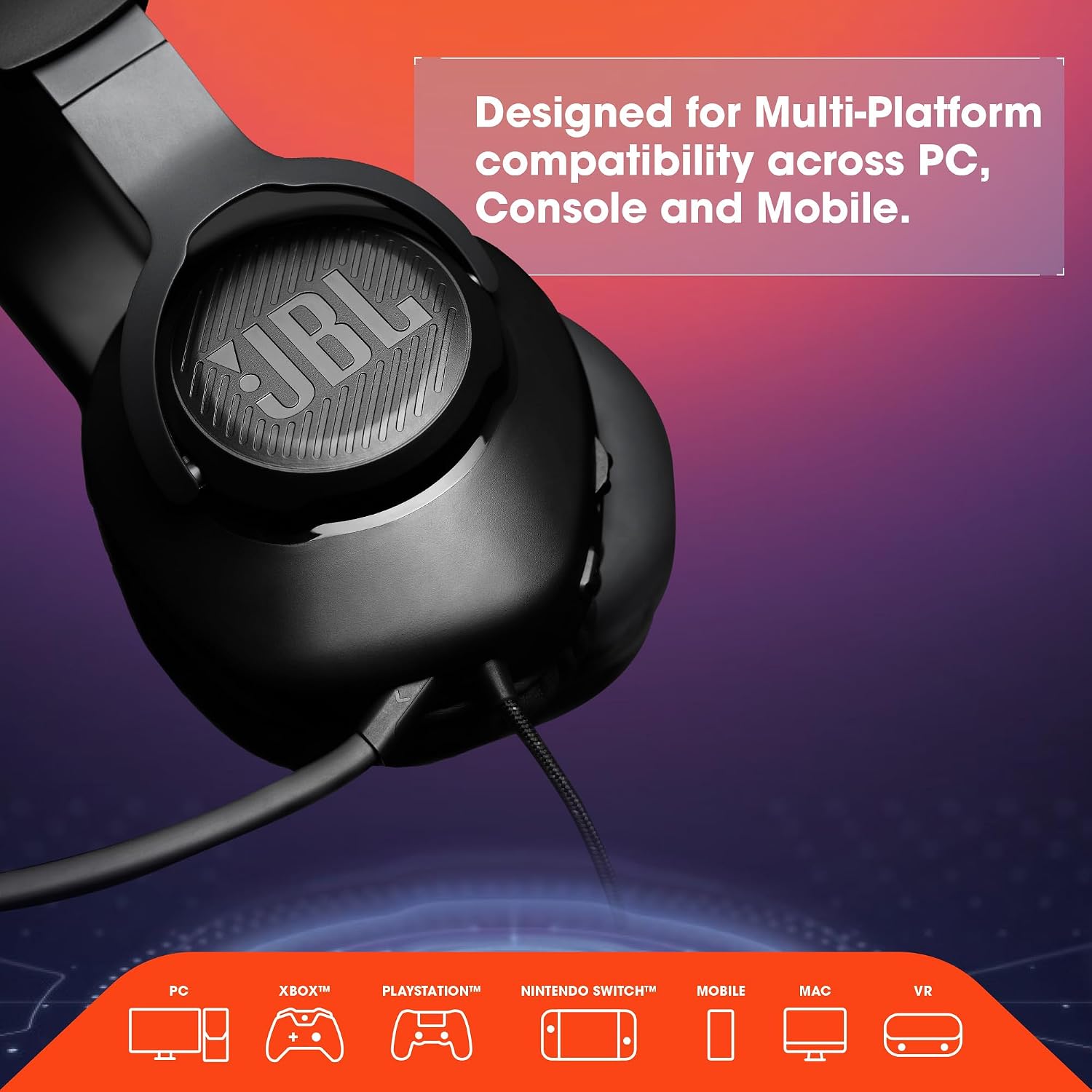 JBL Quantum 100 - Wired Over-Ear Gaming Headphones - Black, Large - Image 3