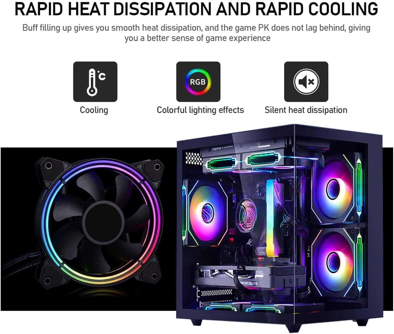 suevery Prebuilt Desktop Computer Gaming PC Black - Image 5