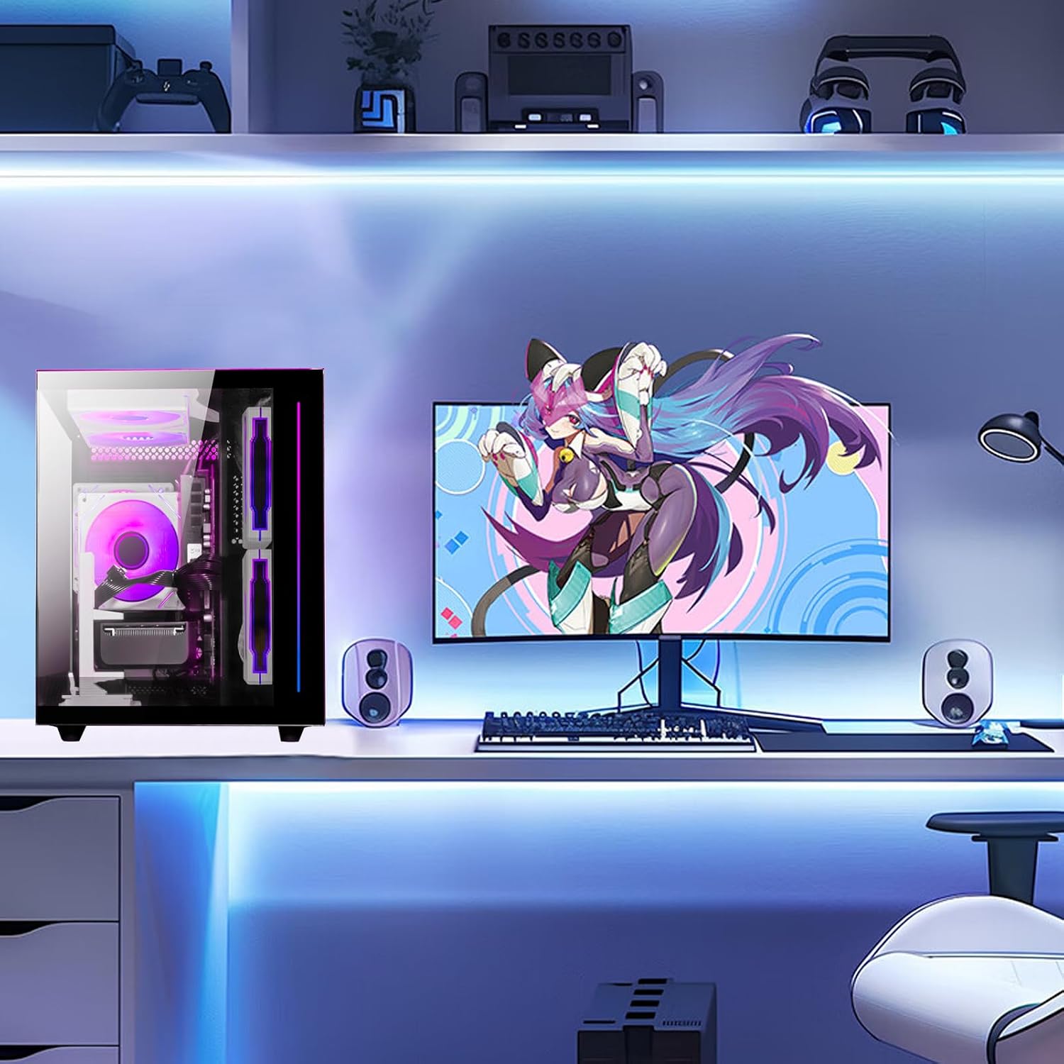 suevery Prebuilt Desktop Computer Gaming PC Black - Image 4