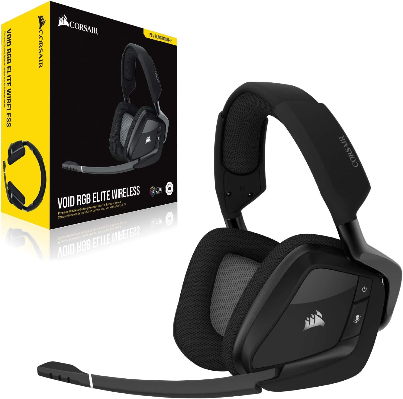 Corsair Void RGB Elite Wireless Gaming Headset – 7.1 Surround Sound – Omni-Directional Microphone – Microfiber Mesh Earpads – Up to 40ft Range – iCUE Compatible – PC, Mac, PS5, PS4 – Carbon - Image 8