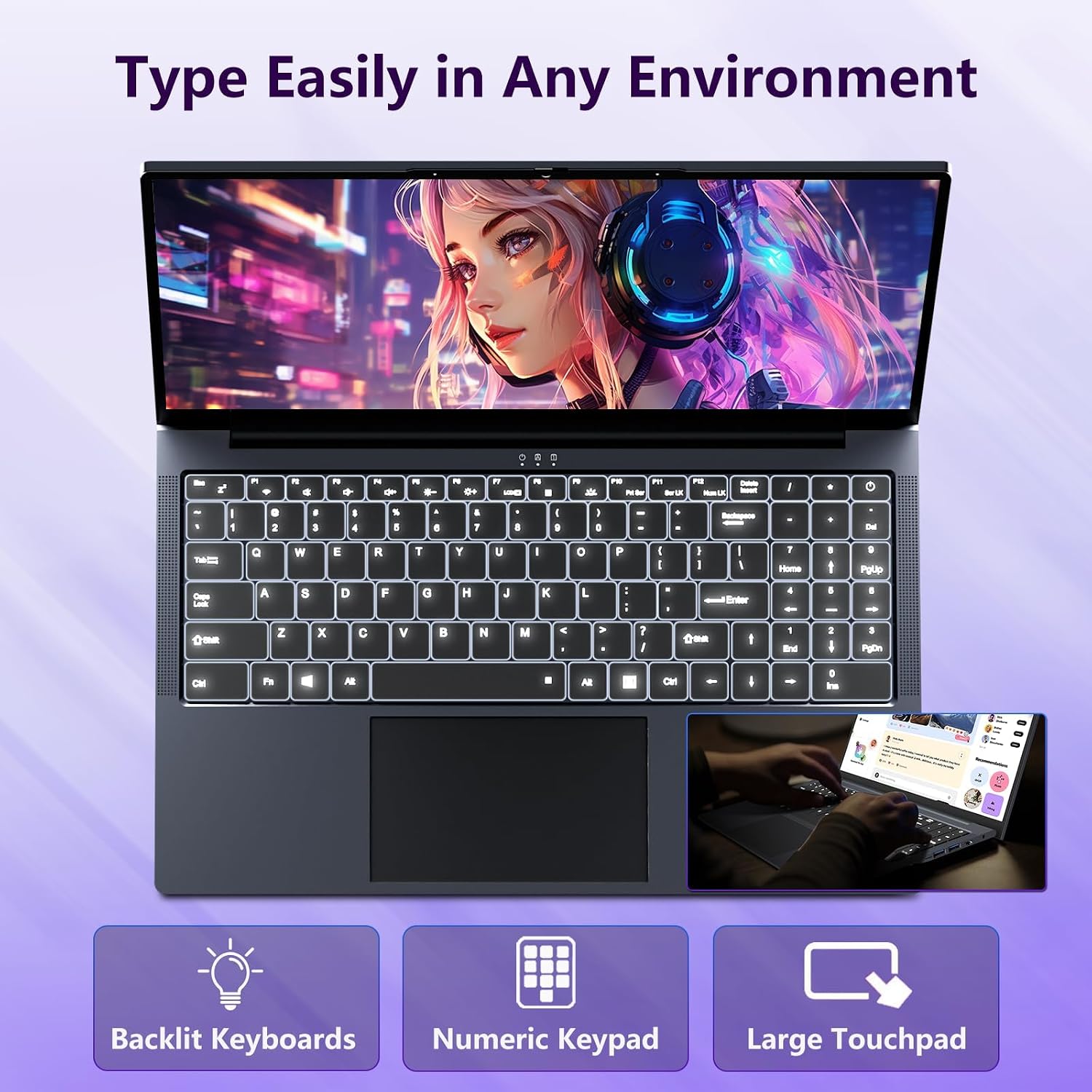 Gaming Laptop 16GB RAM 512GB SSD, Traditional Laptop Computers with Core i5 (Up to 3.60 GH) 16" IPS FHD 1920 * 1200, Laptop Computer for Students/Business with Backlit Keyboard - Image 4