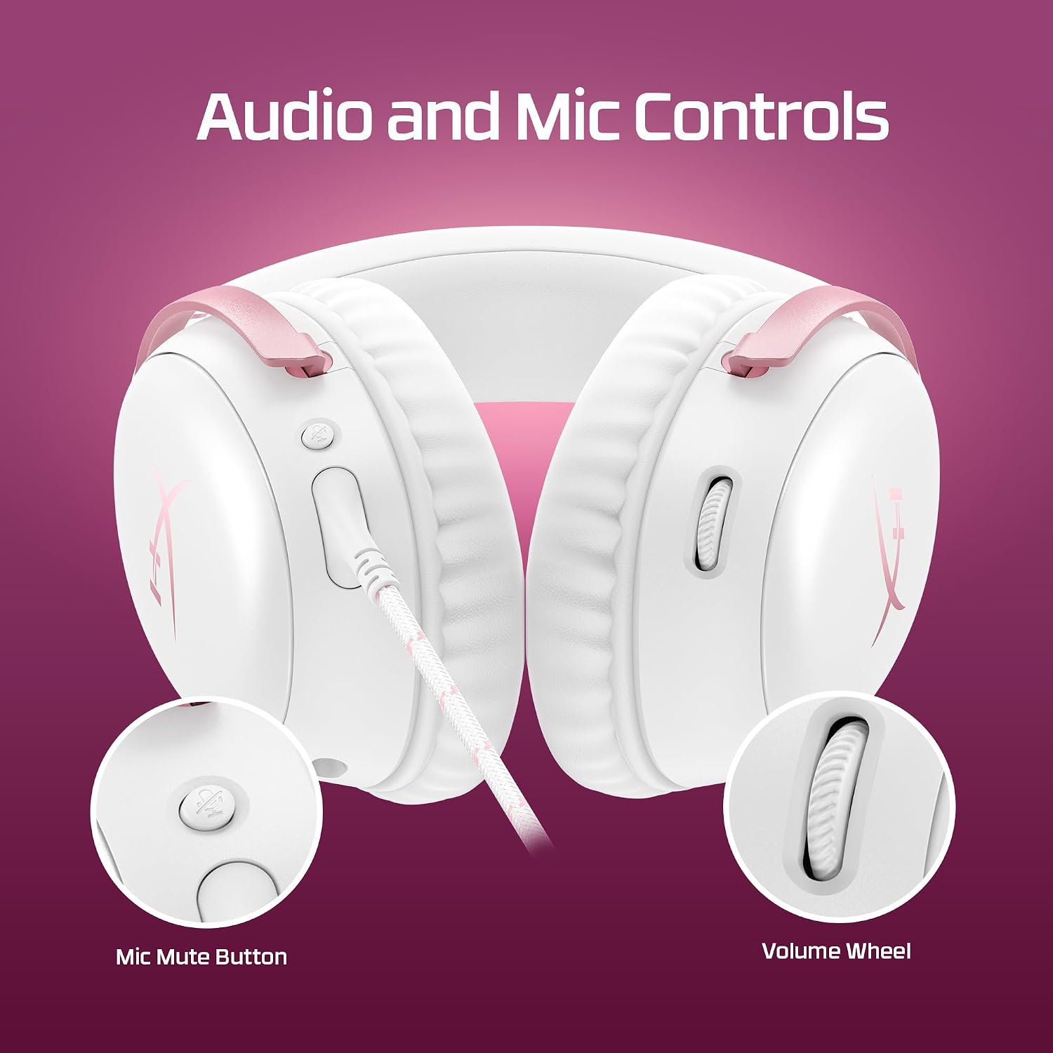 HyperX Cloud III – Wired Gaming Headset, PC, PS5, Xbox Series X|S, Angled 53mm Drivers, Memory Foam, Durable Frame, Ultra-Clear 10mm Mic, USB-C, USB-A, 3.5mm – Pink - Image 7