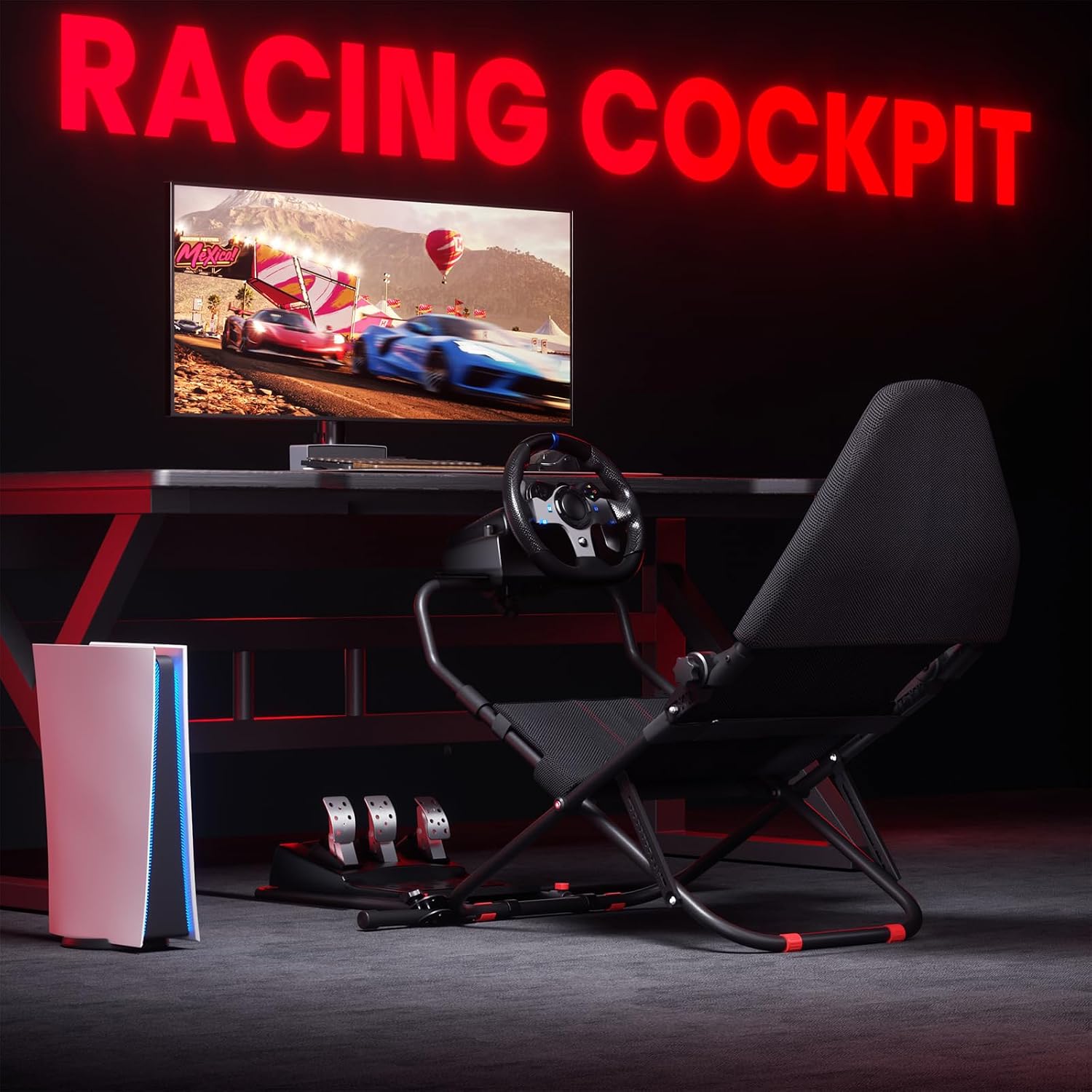 RACGTING Foldable Sim Racing Cockpit for Logitech Thrustmaster MOZA - Image 7