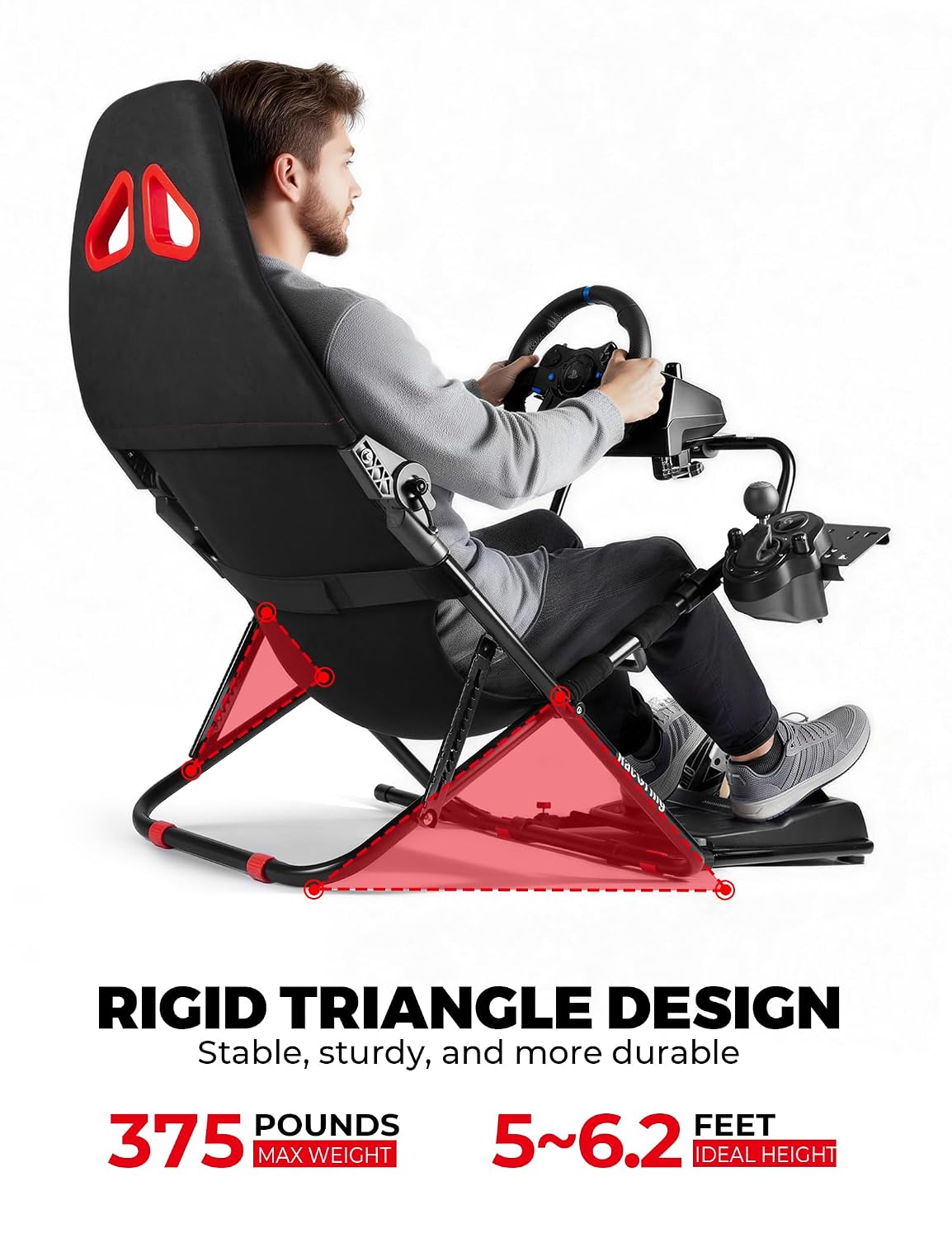 RACGTING Racing Simulator Cockpit for G920 G29 G923, Foldable Racing Simulator for Thrustmaster T248X T248 T300 T150 458 TX PS5 PS4 PC (Black) - Image 6