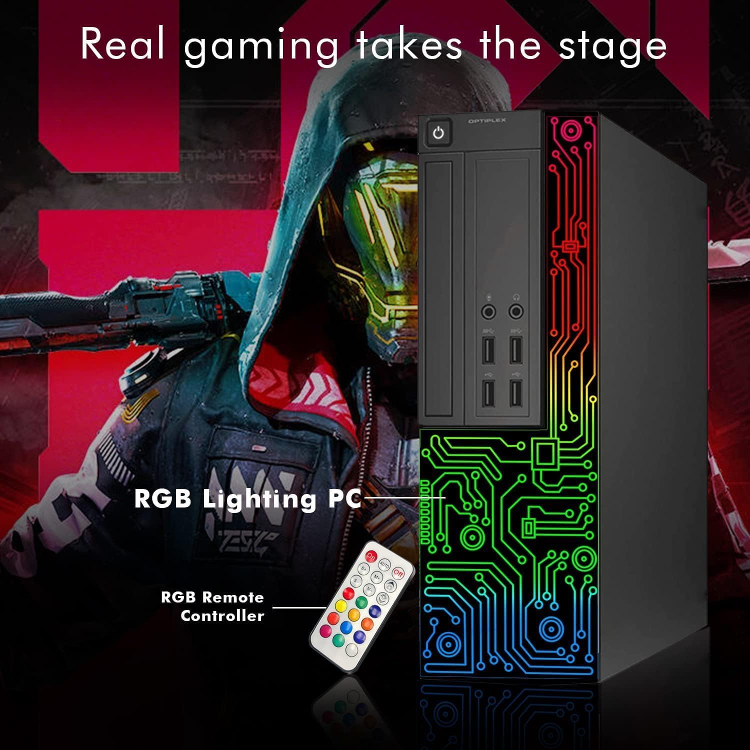 Dell RGB Gaming Desktop Computer PC, Intel Core i5, GeForce GT 1030 2GB GDDR5, 16GB RAM, 512GB SSD, 24 Inch HDMI Monitor, RGB Keyboard Mouse and Headset, WiFi, Windows 11 Pro (Renewed) - Image 4