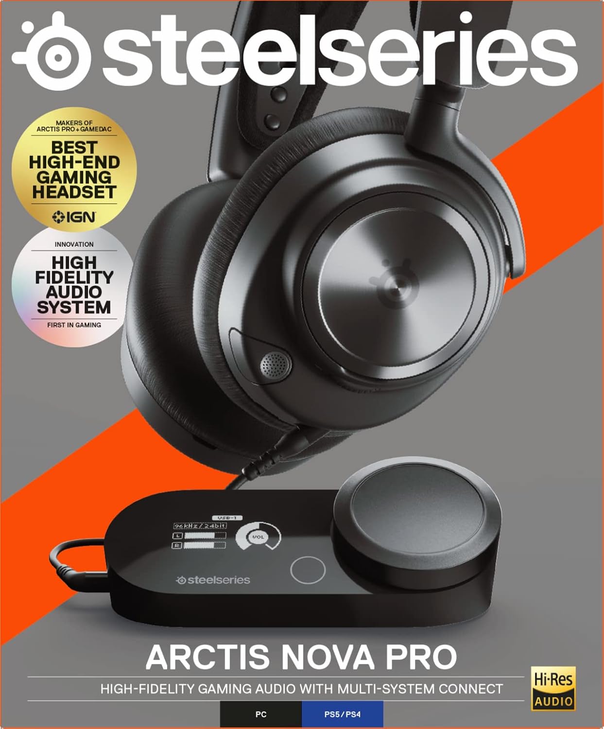 SteelSeries Arctis Nova Pro Multi-System Gaming Headset - Premium Hi-Fi Drivers, Hi-Res Audio - 360° Spatial Audio - GameDAC Gen 2 - ESS Sabre Quad-DAC - Stealth Retractable Mic - PC, PS5, PS4, Switch - Image 10