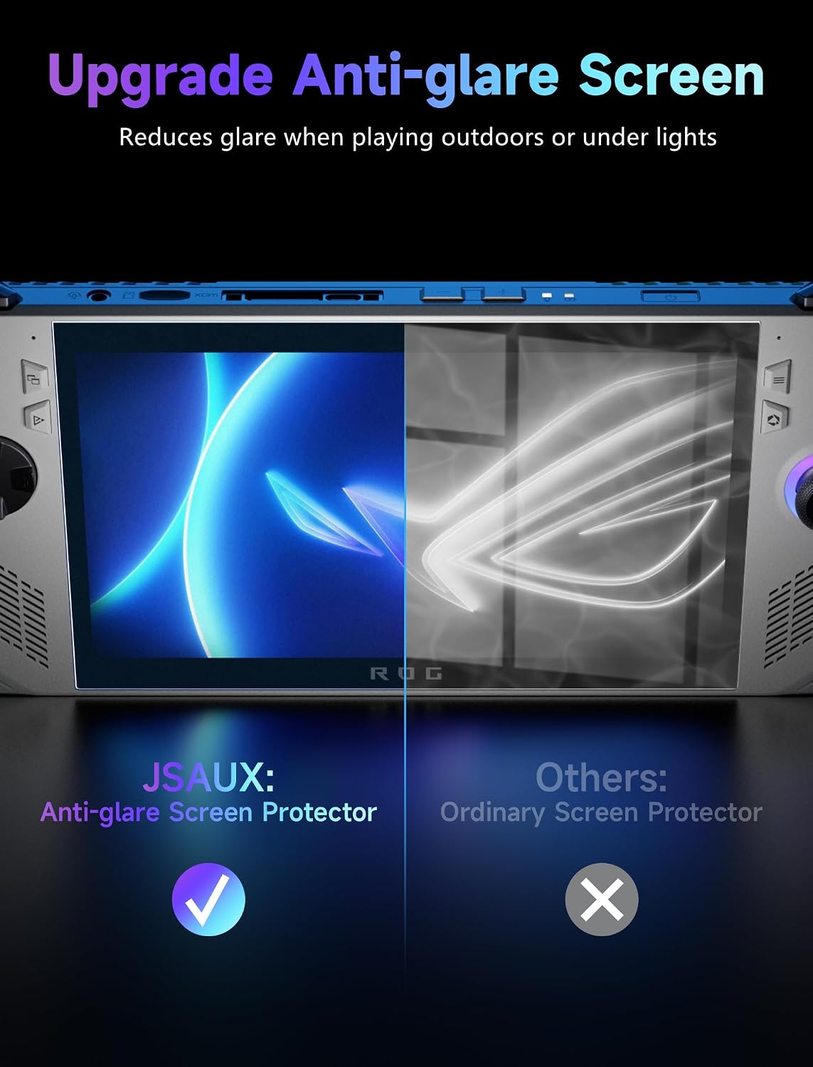 JSAUX Anti-Glare Screen Protector for ROG Xbox Ally X/ROG Ally X, 2-Pack - Image 4