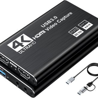 XIIXMASK USB 3.0 HDMI Capture Card, 1080P 60FPS Capture, 4K Pass-Through