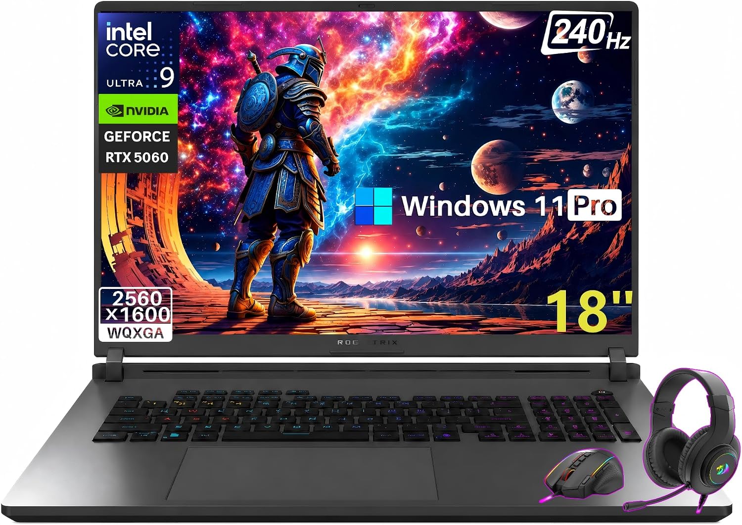ASUS ROG Strix G18 Gaming Laptop, 18” 2.5K 240Hz Nebula Display, Intel Core Ultra 9 275HX, GeForce RTX 5060, 32 GB DDR5-5600, 1 TB SSD, Wi-Fi 7, Windows 11 Pro, RGB Backlit KB, ROG Cooling, Gaming PC
