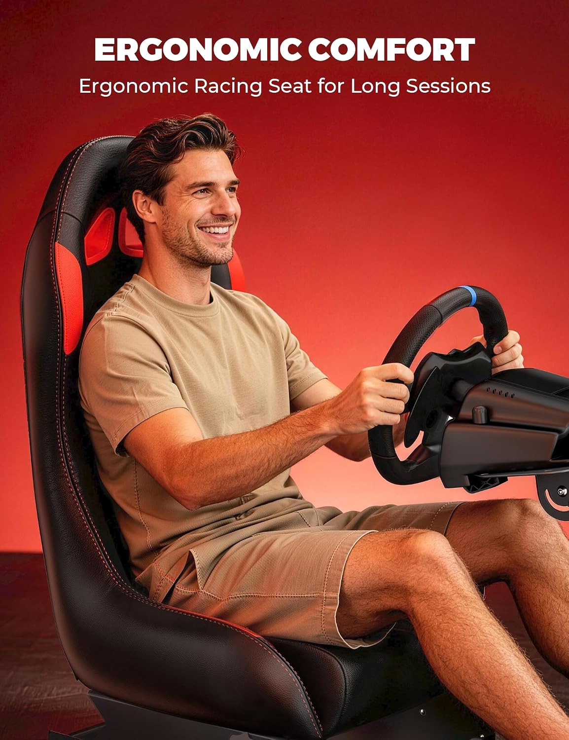 RACGTING Foldable Racing Simulator Cockpit with Leather-Style Seat - Image 5