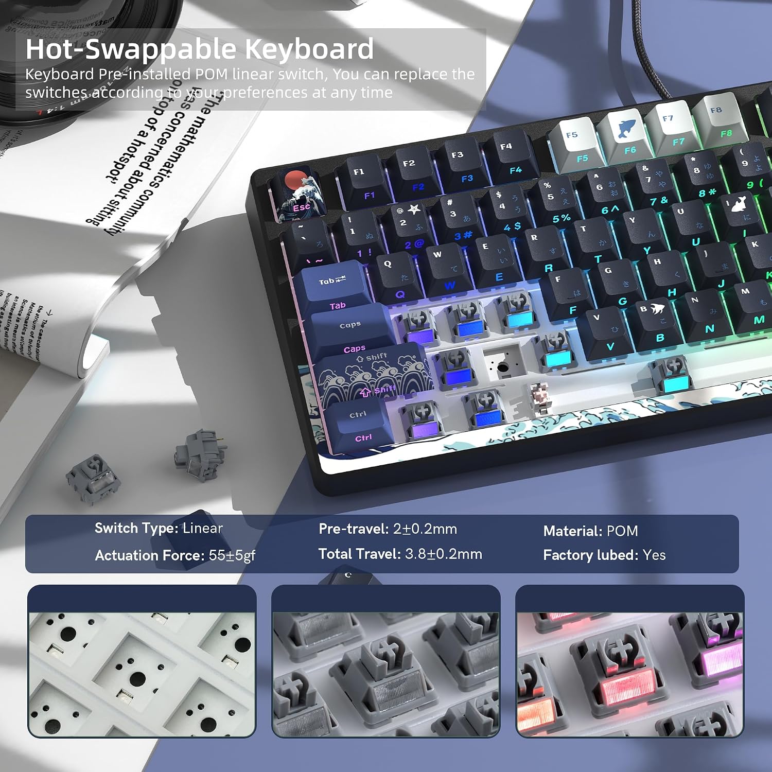 Womier SK80 75% Keyboard with Color Multimedia Display Gaming Keyboard - Image 3
