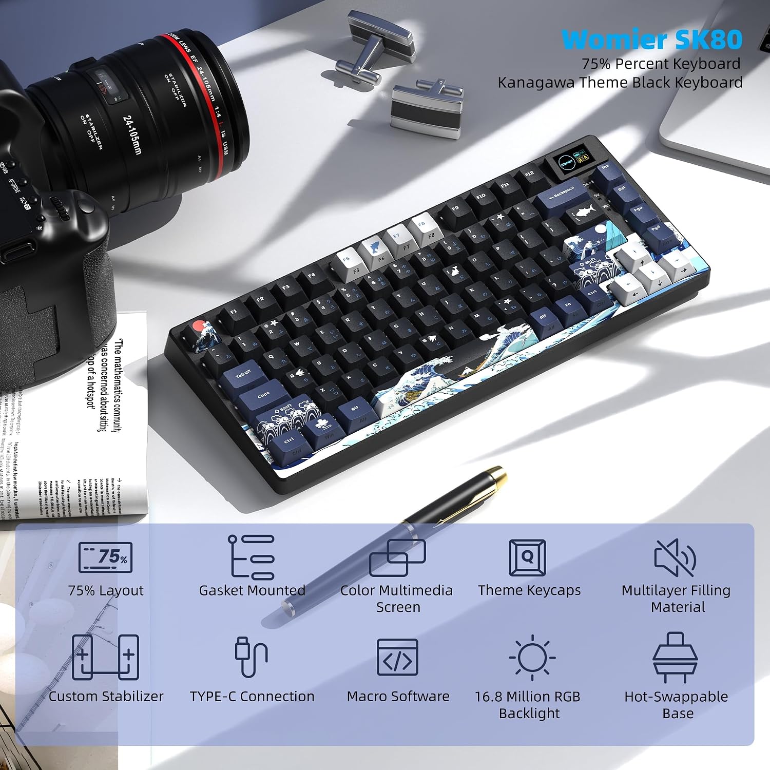 Womier SK80 75% Keyboard with Color Multimedia Display Gaming Keyboard - Image 6