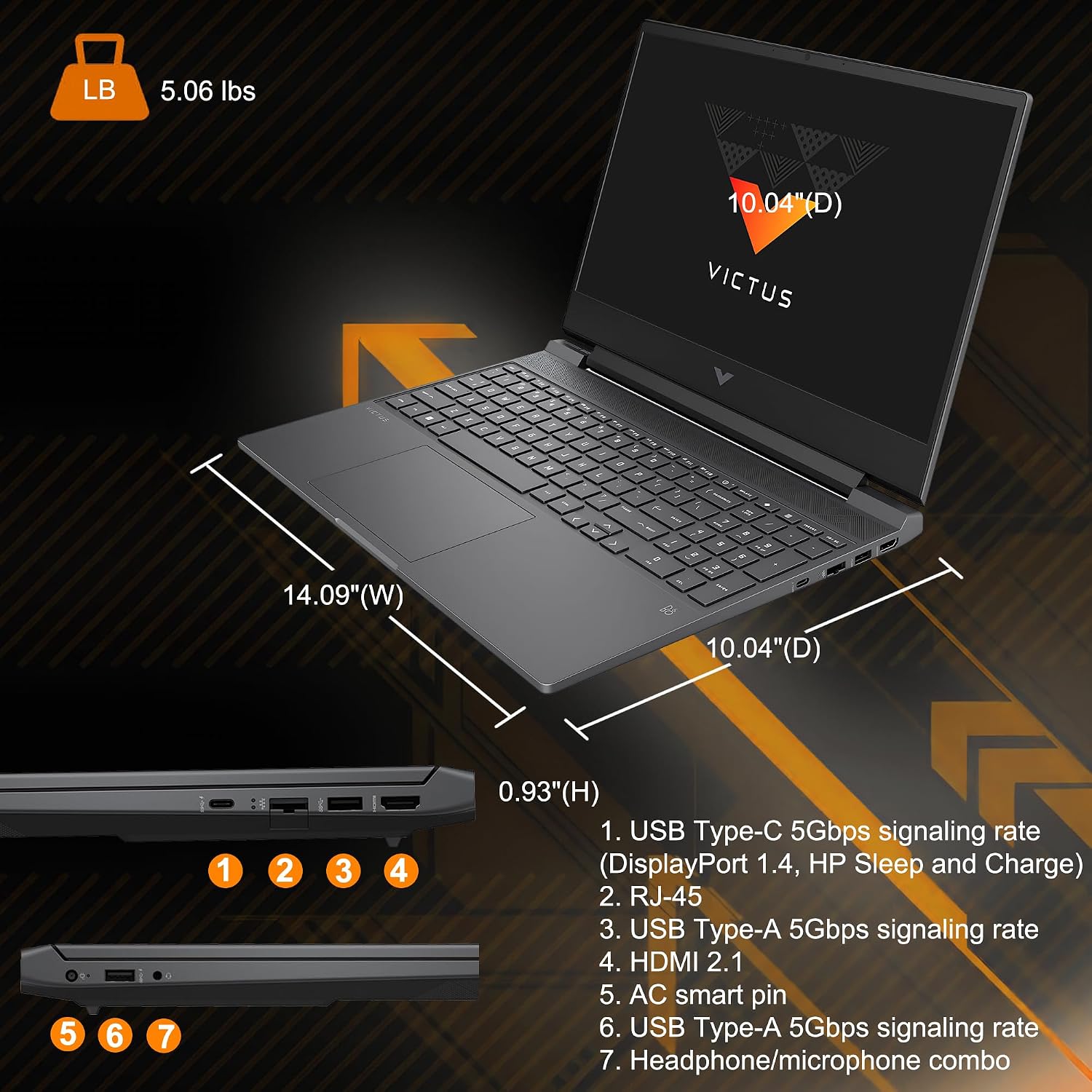 HP Victus 15 Gaming Laptop 15.6" FHD IPS 144Hz AMD 6-core Ryzen 7 7445HS 16GB RAM 512GB SSD GeForce RTX 4050 Backlit USB-C DTS:X Ultra Wi-Fi 6 Win11 ICP Hub - Image 8