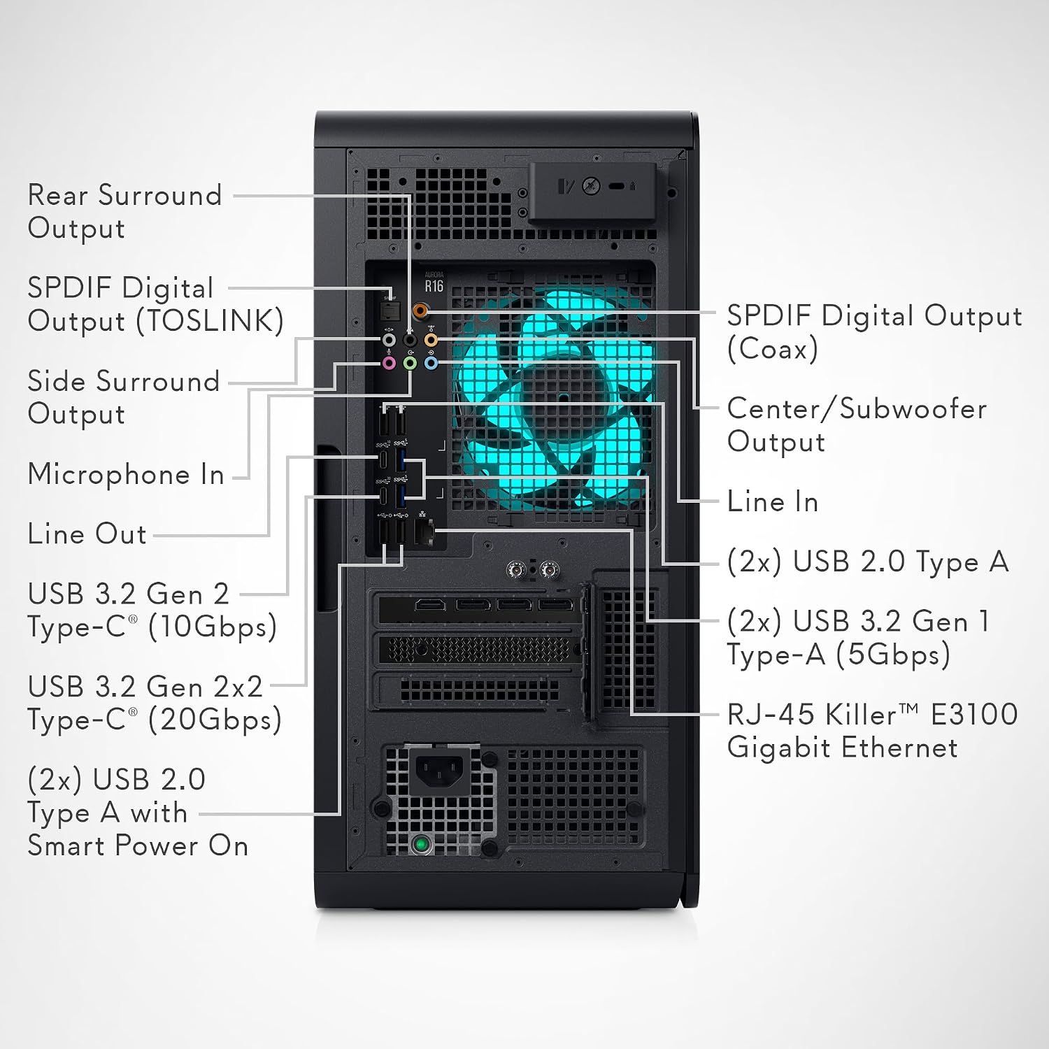 Alienware Aurora R16 Gaming Desktop - Intel Core i7 14700F, 32GB DDR5 RAM, 1TB SSD, NVIDIA GeForce RTX 4070 Super 12GB GDDR6X Graphics, Windows 11 Home, 1 Year Onsite/in-Home Service - Basalt Black - Image 12
