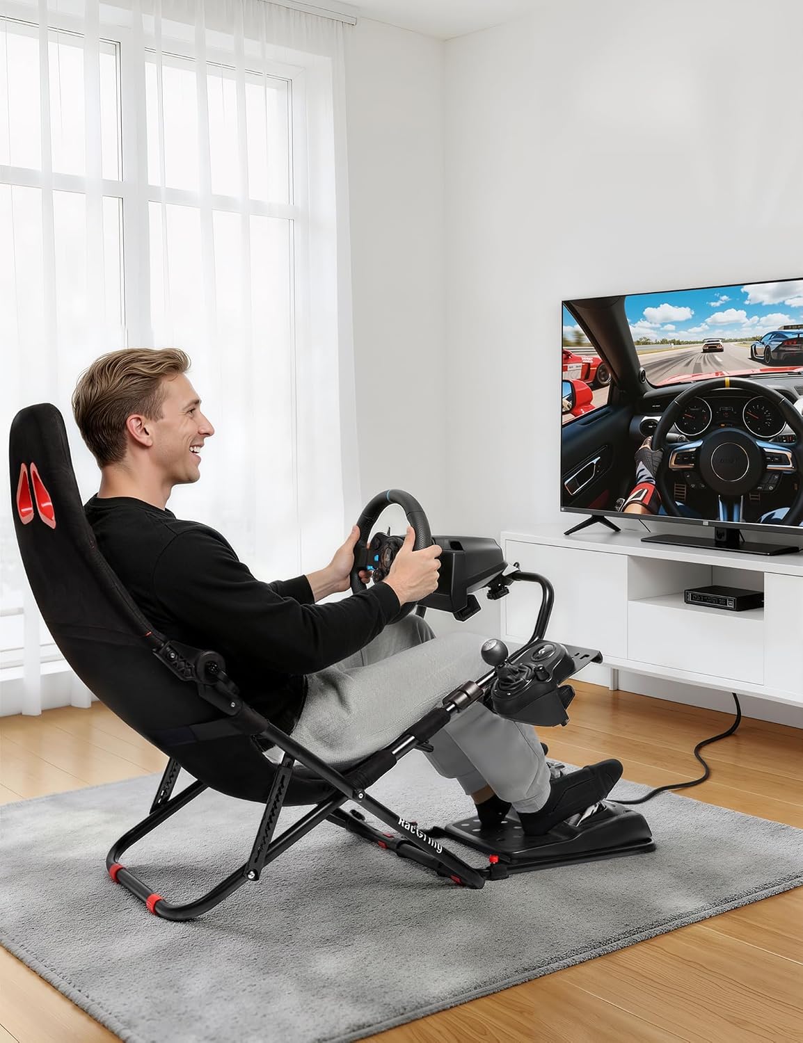 RACGTING Racing Simulator Cockpit for G920 G29 G923, Foldable Racing Simulator for Thrustmaster T248X T248 T300 T150 458 TX PS5 PS4 PC (Black) - Image 7