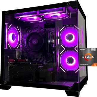 SKYESEV Gaming Desktop Computer PC,AMD Ryzen 5 5600,RTX3050 6GB,32GB DDR4