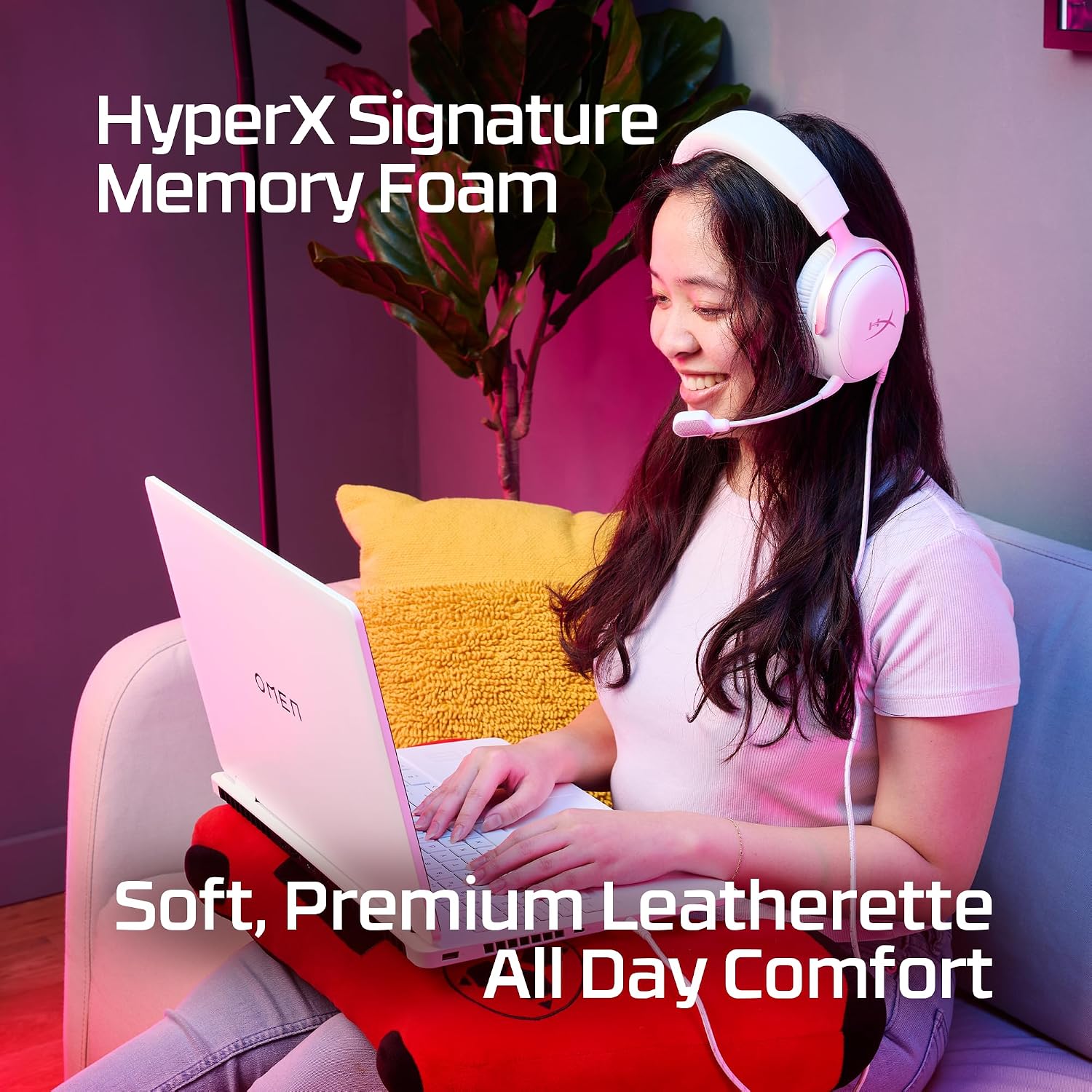 HyperX Cloud III – Wired Gaming Headset, PC, PS5, Xbox Series X|S, Angled 53mm Drivers, Memory Foam, Durable Frame, Ultra-Clear 10mm Mic, USB-C, USB-A, 3.5mm – Pink - Image 11