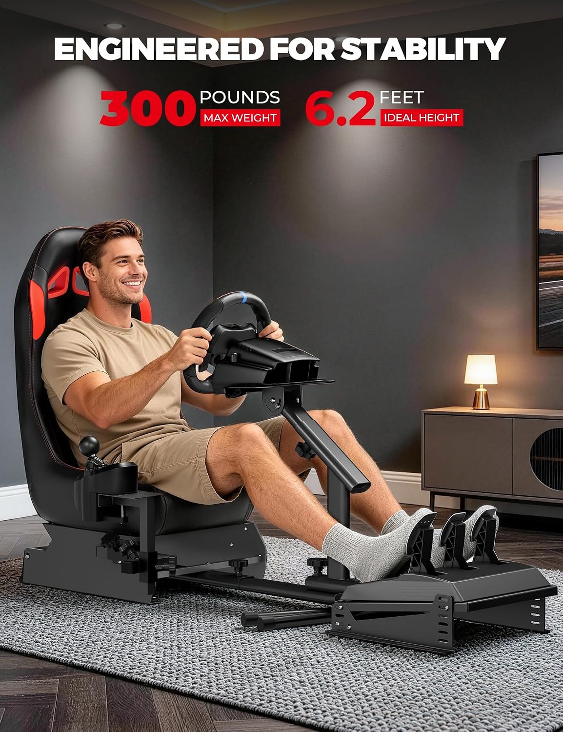 RACGTING Foldable Racing Simulator Cockpit with Leather-Style Seat - Image 6