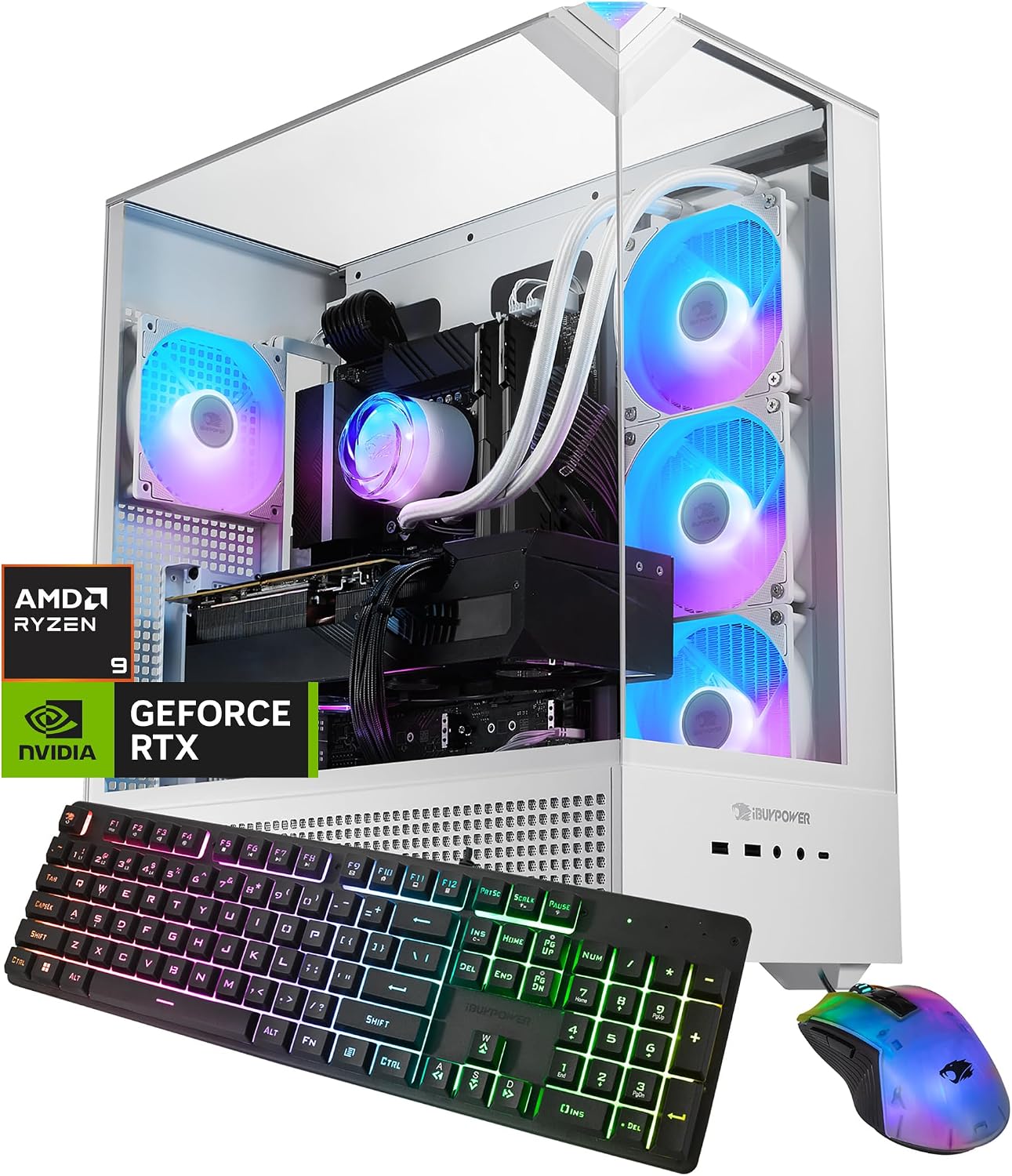 iBUYPOWER Element Gaming PC Desktop Computer AMD Ryzen 9 7900X CPU, NVIDIA GeForce RTX 5070 12GB GPU, 32GB DDR5 RAM, 1TB NVMe SSD, Windows 11 Home, Gamer Keyboard and Mouse - EWA9N5702