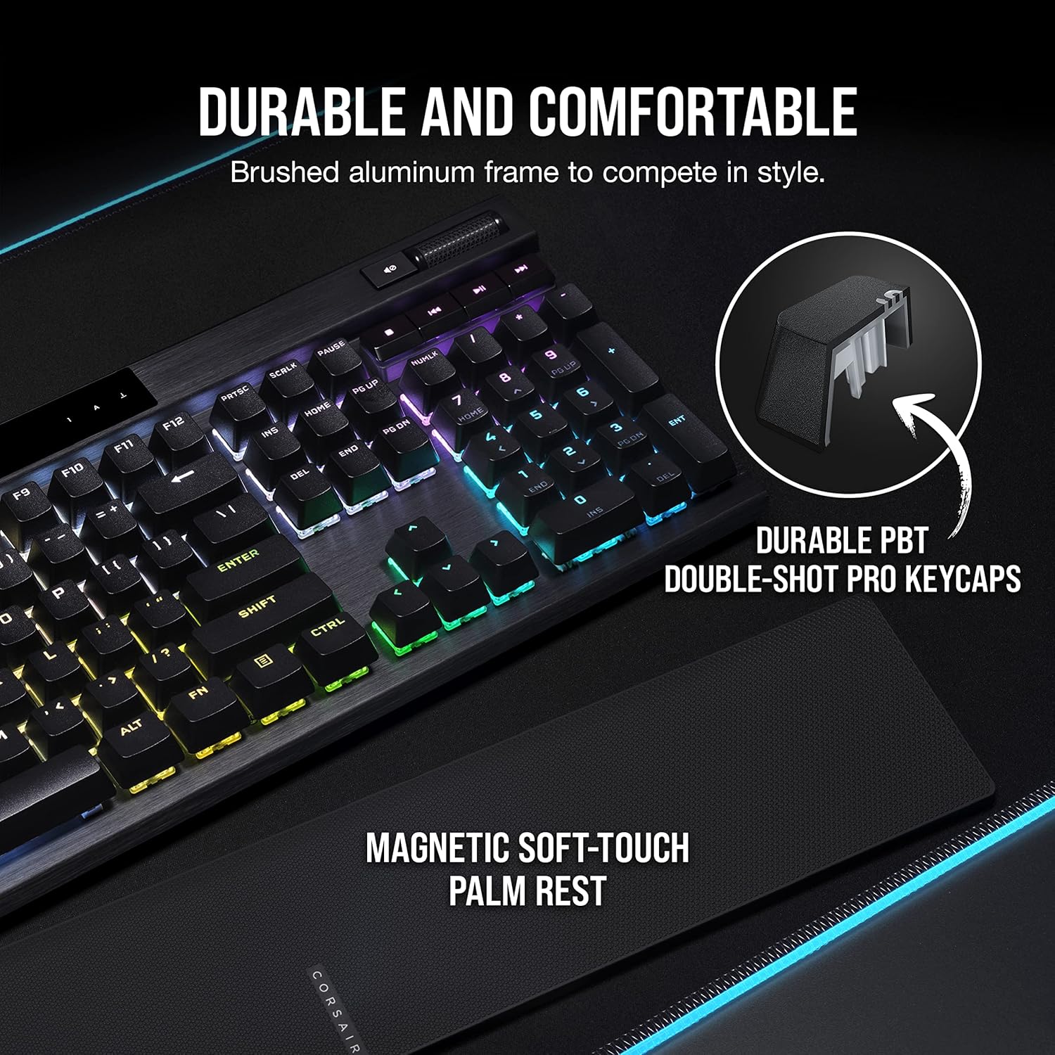 CORSAIR K70 RGB PRO Mechanical Wired Gaming Keyboard – Cherry MX Red Linear Switches, SOCD, PBT Double-Shot Keycaps, 8000Hz Hyper-Polling, NKRO, Anti-Ghosting, Tournament Switch, QWERTY NA – Black - Image 3