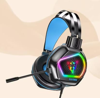Wired Gaming Headset for PS4 PC Xbox One PS5 Controller, Noise Cancelling Over Ear Headphones with Mic, 7 Color LED Light, 7.1 Surround Sound, Soft Memory Earmuffs for Nintendo Xbox Series(Black)