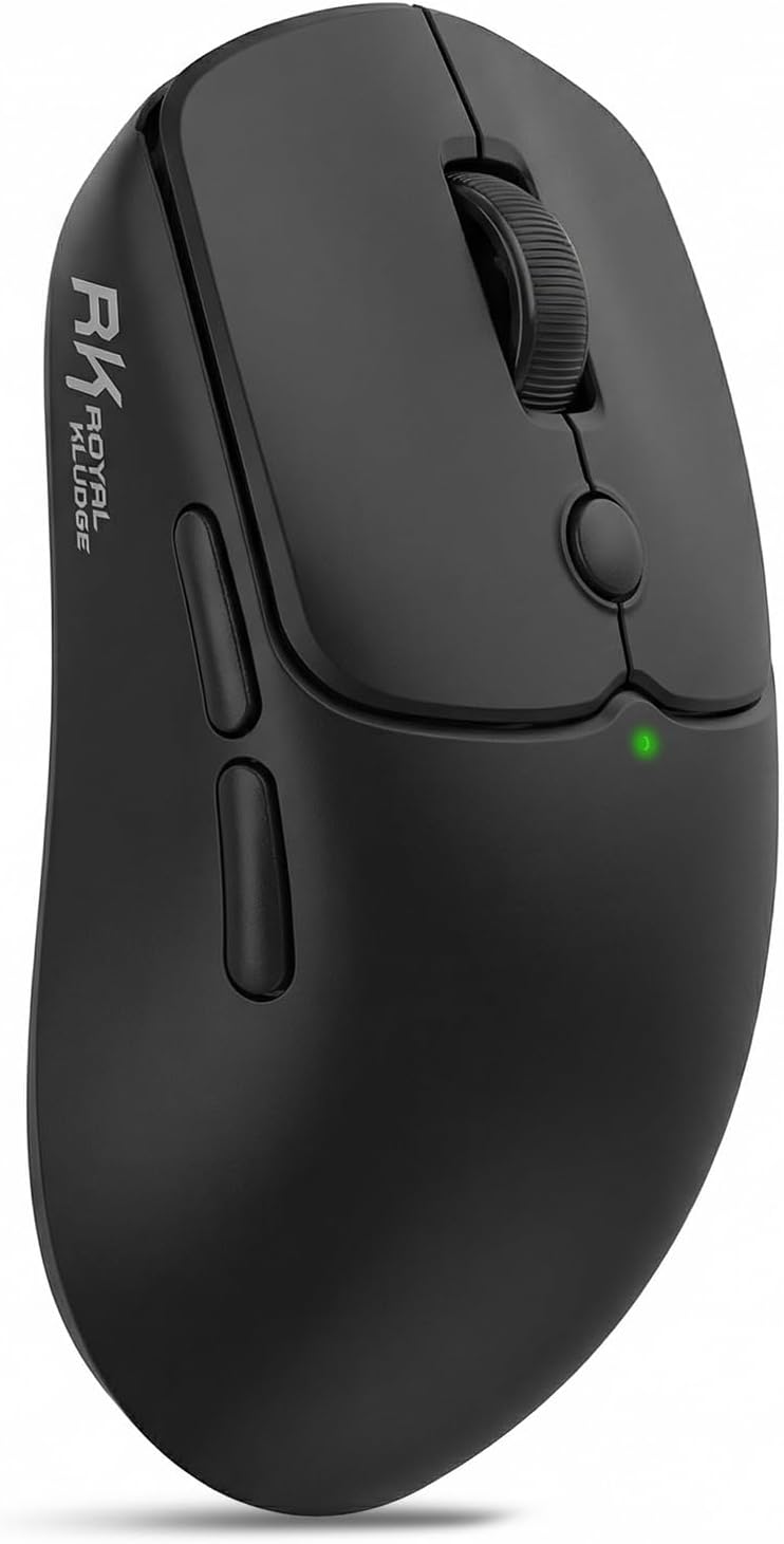 RK ROYAL KLUDGE MO1 Wireless Mouse, 55g Ultra-Lightweight Computer Mice, 6 Programmable Buttons, Quiet Click, 2.4GHz/Bluetooth/Wired, 6000 DPI Optical Sensor, Black RK ROYAL KLUDGE MO1 Wireless Mouse, 55g Ultra-Lightweight Computer Mice, 6 Programmable Buttons, Quiet Click, 2.4GHz/Bluetooth/Wired, 6000 DPI Optical Sensor, Black