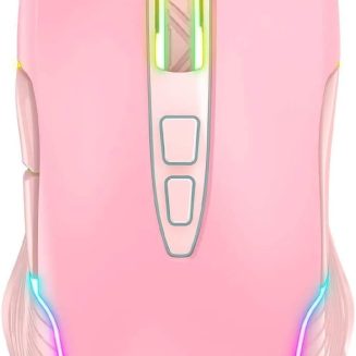 RGB Gaming Mouse Wired, 6400 DPI & 7 Buttons, Pink