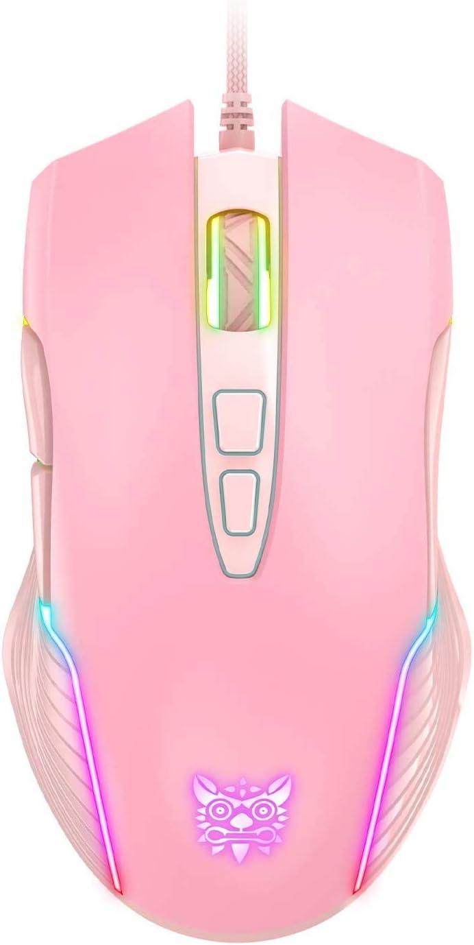 RGB Gaming Mouse Wired, 6400 DPI & 7 Buttons, Pink RGB Gaming Mouse Wired, 6400 DPI & 7 Buttons, Pink