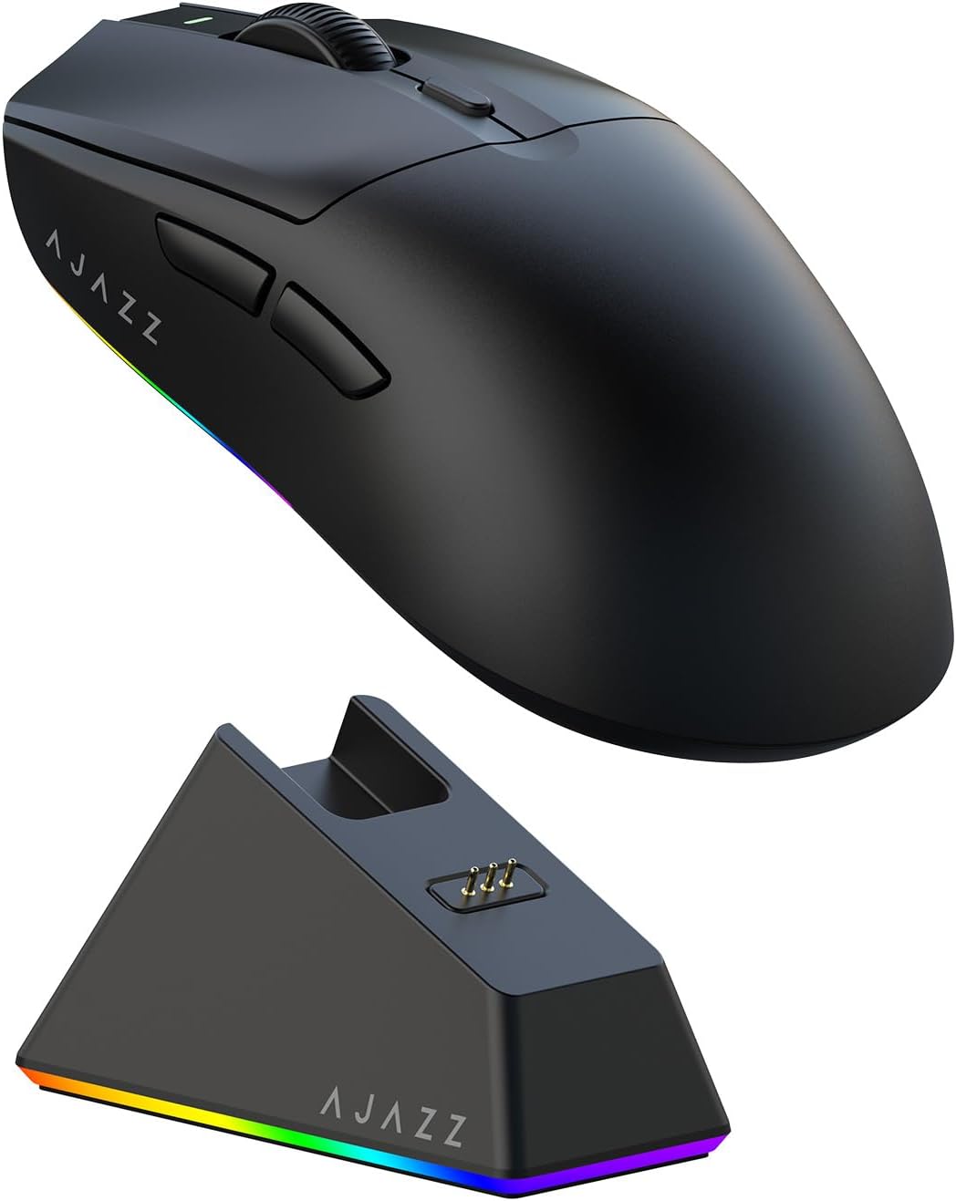 AJAZZ AJ139 V2 MC Wireless Gaming Mouse with RGB Charging Dock, 66g Ultra-Lightweight Tri-Mode Optical Mouse, 24000 DPI PAW3311 Sensor, Ergonomic Rechargeable Gaming Mouse for PC/Mac – Black