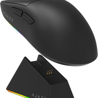MechLands AJAZZ AJ139 V2 MC Gaming Mouse with Charging Base, Adjustable 12,000 DPI, PAW3311 Sensor, 3 Modes Wireless Mouse, 500mAh Battery, 1000 Polling Rate, 66g Lightweight, Win/Mac (Black)