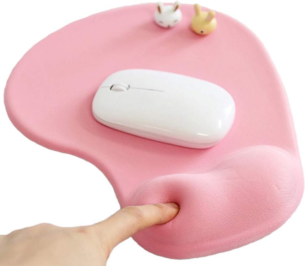 Office Mousepad with Gel Wrist Support – Ergonomic Gaming Desktop Mouse Pad Wrist Rest – Design Gamepad Mat Rubber Base for Laptop Computer -Silicone Non-Slip Special-Textured Surface (01Pink)