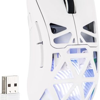 MechLands Aula SC620 Gaming Mouse, 2.4G/USB-C/BT Wireless Mouse with 400mAh Battery, Adjustable 12,000 DPI & 1000 Polling Rate, PAW3311 Sensor, RGB Lighting, Programmable Buttons, for Win/Mac (White)