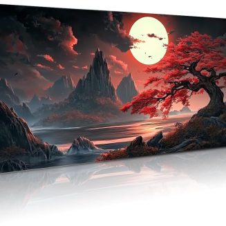 Extended Gaming Mouse Pad, Large Mouse Mat 3 mm Nature Rubber Base Mousepad with Stitched Edges, Non-Slip Desk Mat for Office Home Great Gift 31.5×11.8 Inch (Dark Canyon 2)