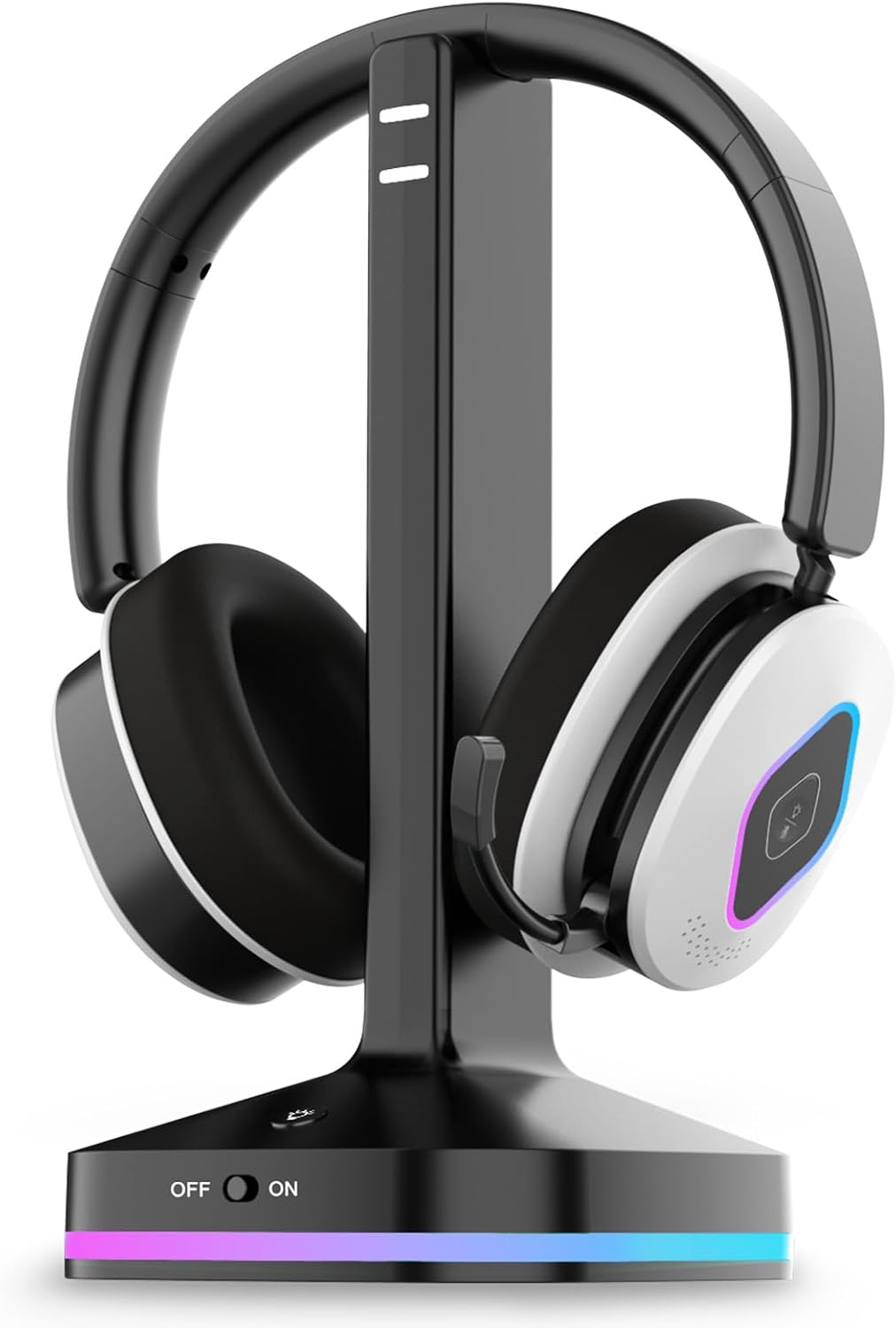 Earbay 2.4GHz Wireless Gaming Headset, 6.0 Bluetooth, Gaming Headphones with ENC Microphone, USB Dongle, Charging Base, 40H Battery, Type-C, 20ms Low Latency for PC, PS4, PS5, Mobile
