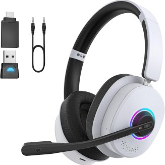 Earbay 2.4GHz Wireless Gaming Headset for PS5/PS4/Switch, 40H RGB Lights